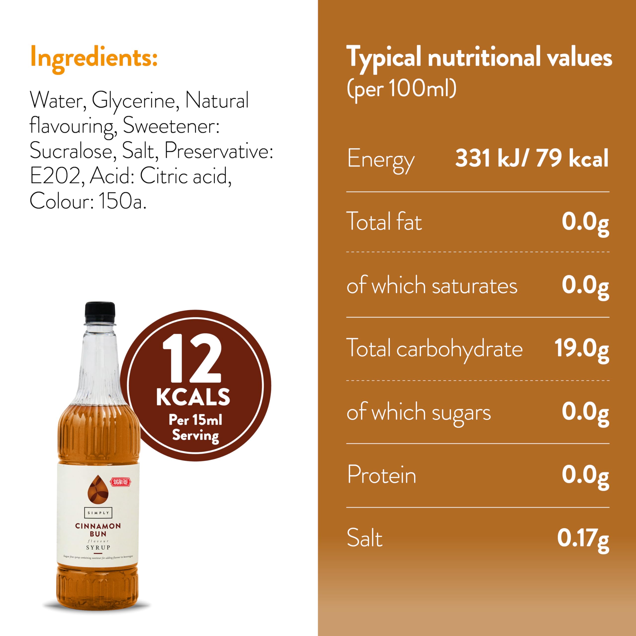 Simply Sugar Free Cinnamon Bun Syrup, Vegan & Nut Free, Flavoured Syrup for Beverages & Baking 3