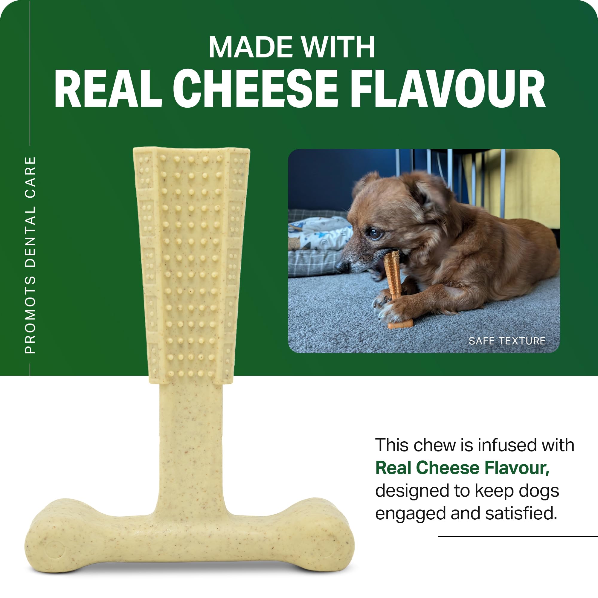 Bamboodles T-Bone Dog Chew Toy - Large Size | Cheese Flavour | Heavy Duty 5