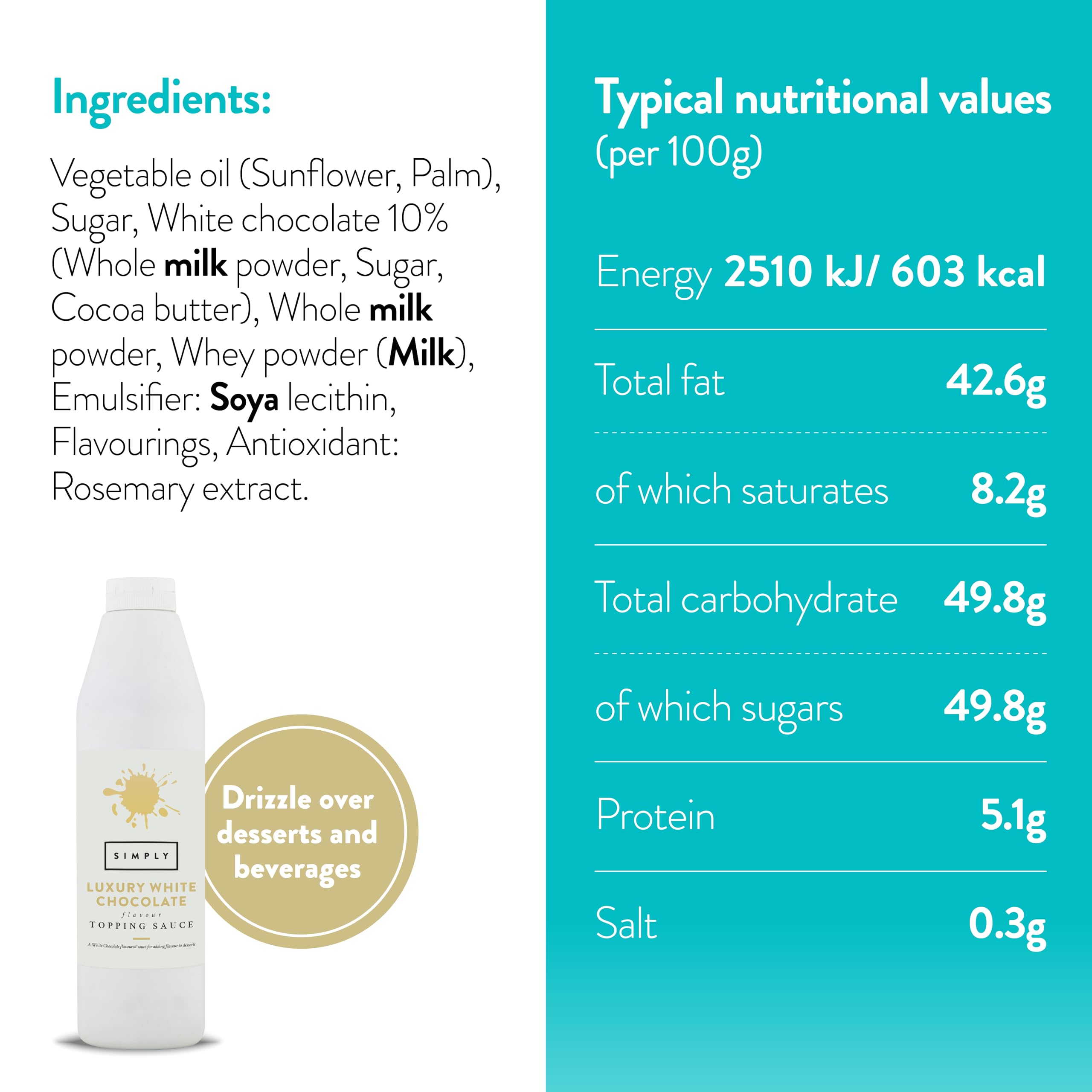 Simply - Luxury White Chocolate Topping Sauce (1 kg) 3