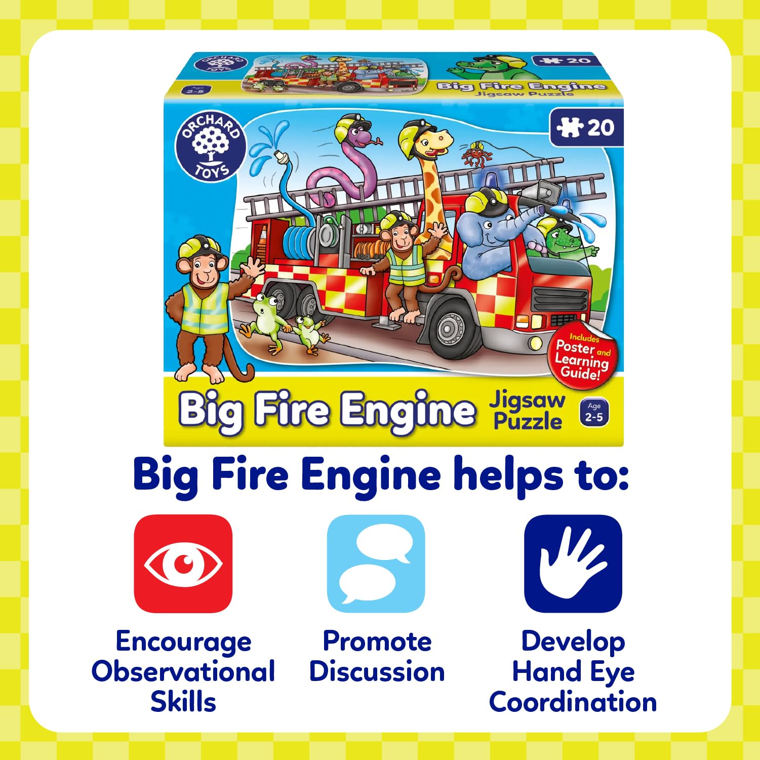 Orchard Toys Big Fire Engine Jigsaw Puzzle - 20-Piece Shaped Puzzle for Toddlers 4