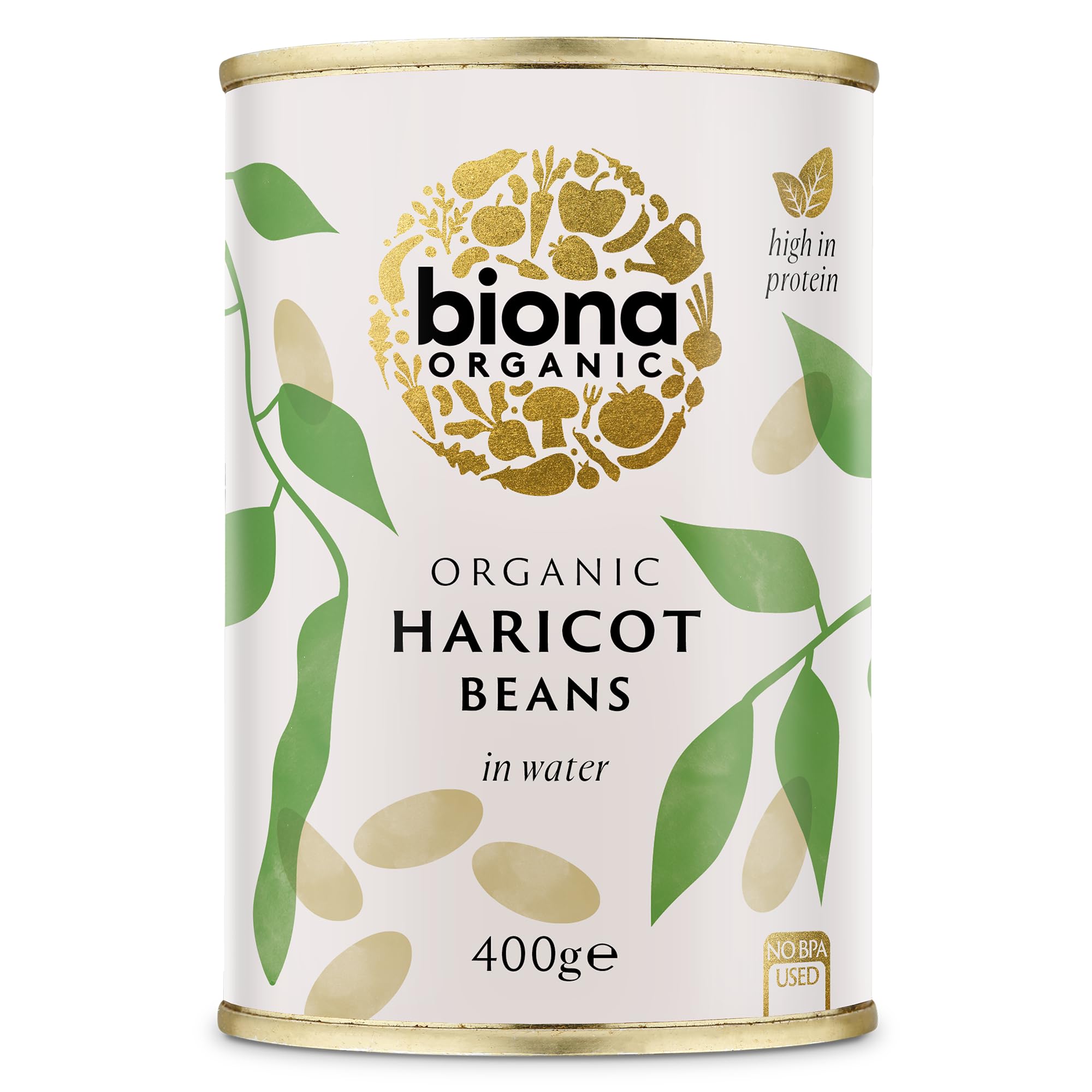 Biona Organic Haricot Beans in Water | 400g Can | Certified Organic & Vegetarian