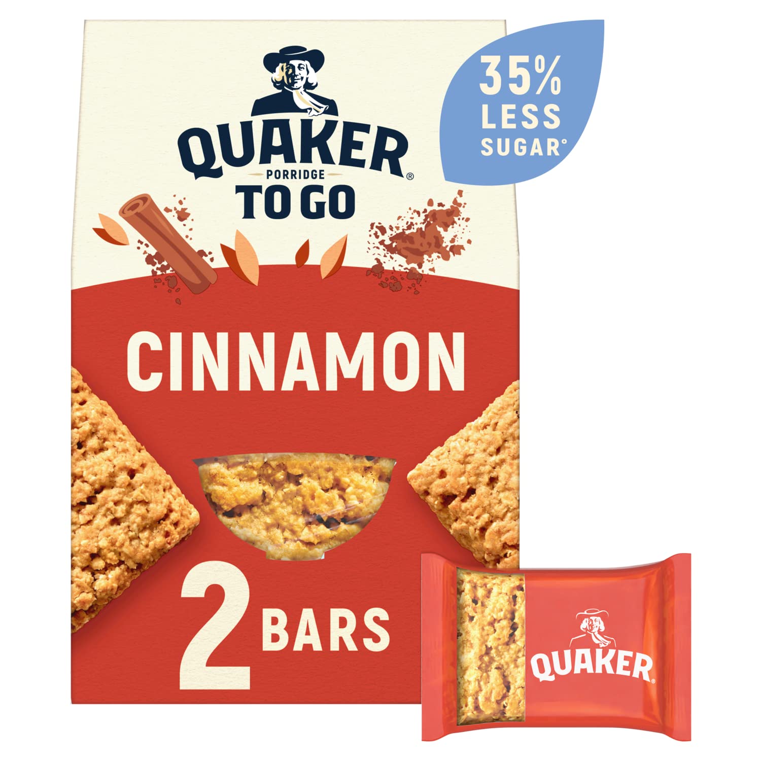 Quaker - Porridge To Go Cinnamon Breakfast Bars 2 x 55 g