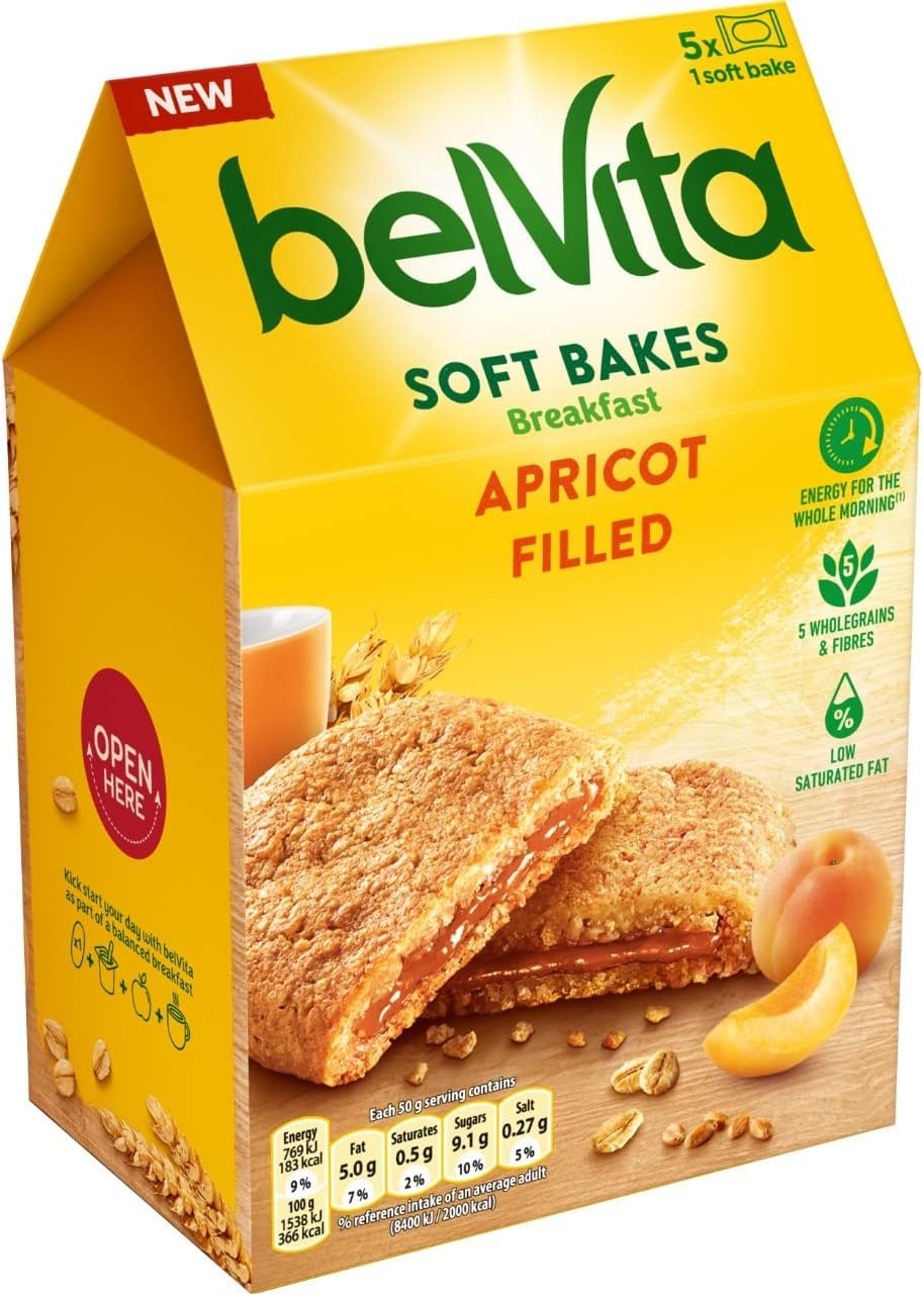 Belvita Soft Bakes Breakfast Biscuits Filled with Apricot - Chewy Soft Bars with Calcium, Magnesium & Fibre 5