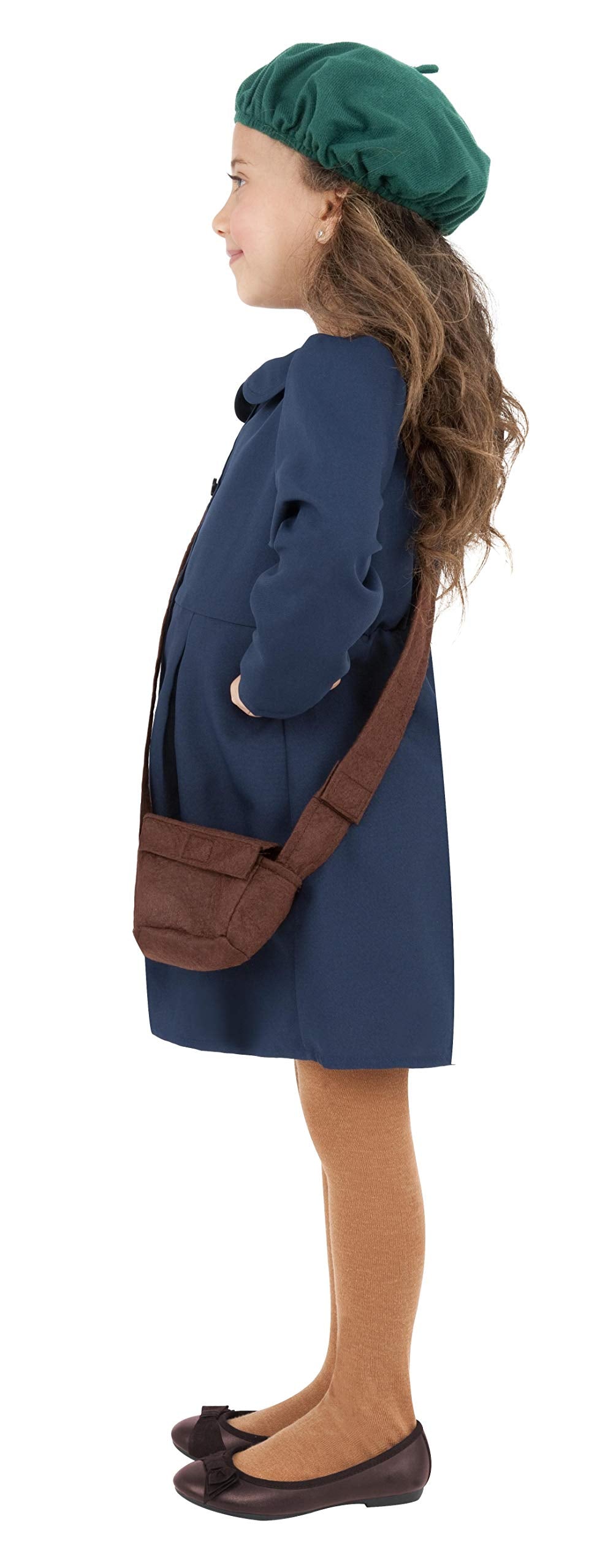 Smiffys World War II Evacuee Girl Costume - Blue Dress, Hat & Bag, Ages 7-9 5