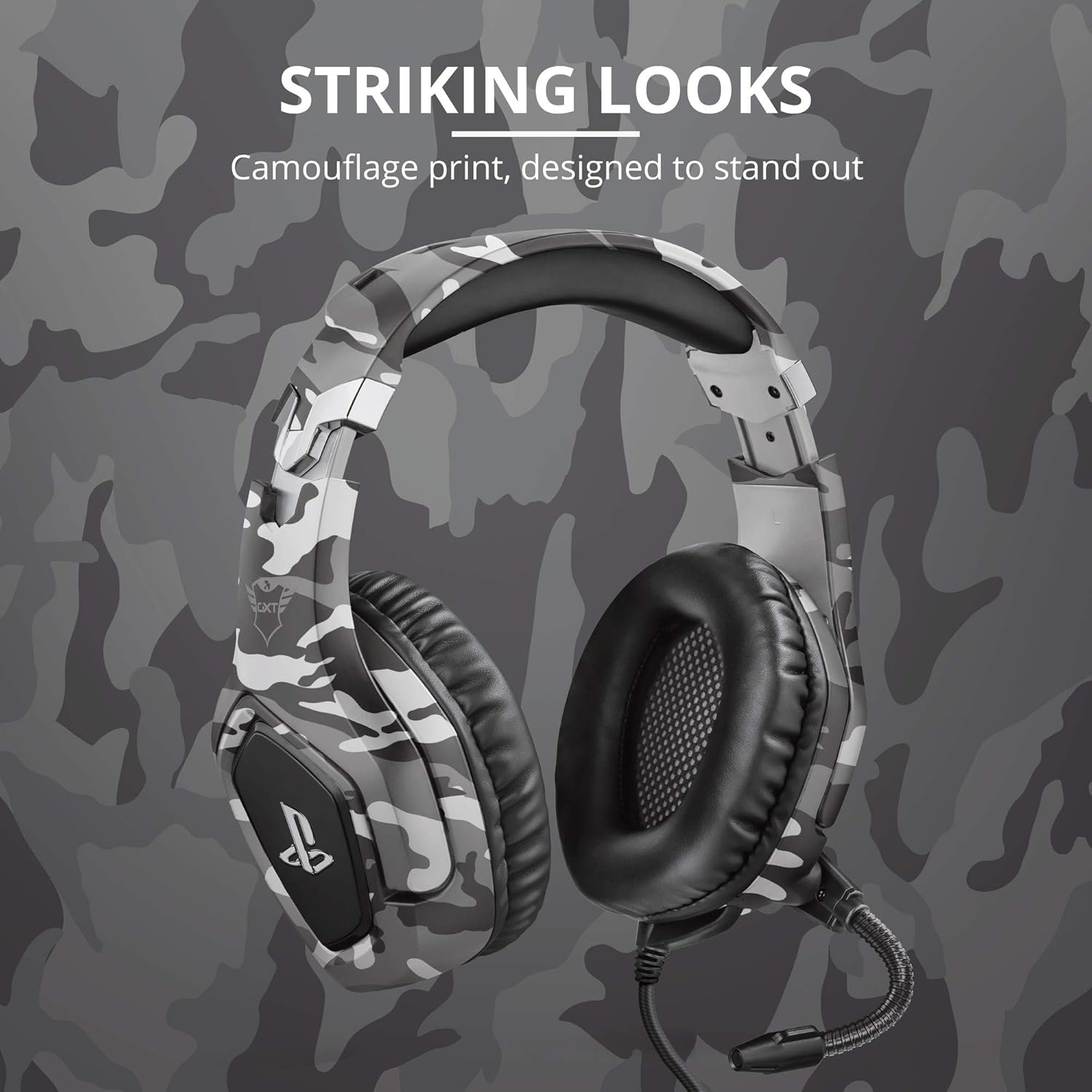 Trust GXT 488 Forze-G Gaming-Headset für PS4 und PS5 – Offiziell lizenziert mit 50-mm-Treibern, faltbarem Mikrofon, Inline-Fernbedienung, Grau 4