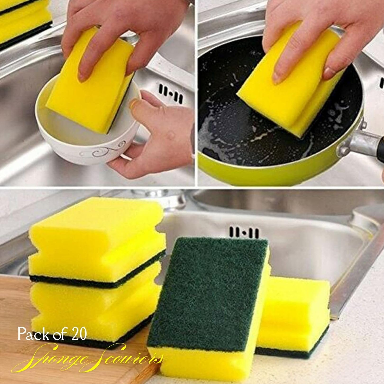 STERLING PRODUCTS Heavy Duty Scrub Sponge - Dual Sided Dish Washing & Cleaning Sponge (16 Pack) 7