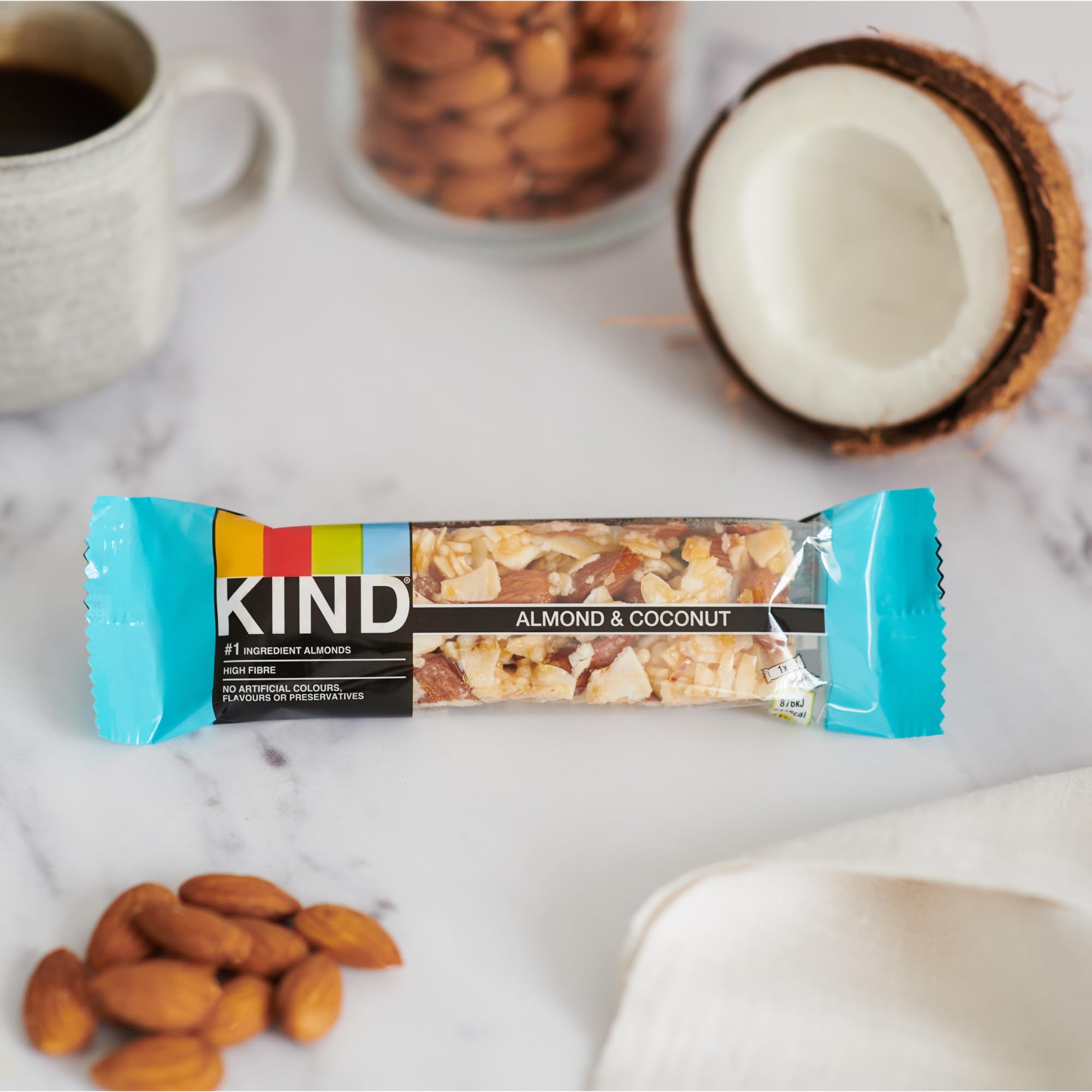 KIND - Almond & Coconut Gluten Free Snack Bars, High Fibre, No Artificial Ingredients, Multipack 12 x 40g 4