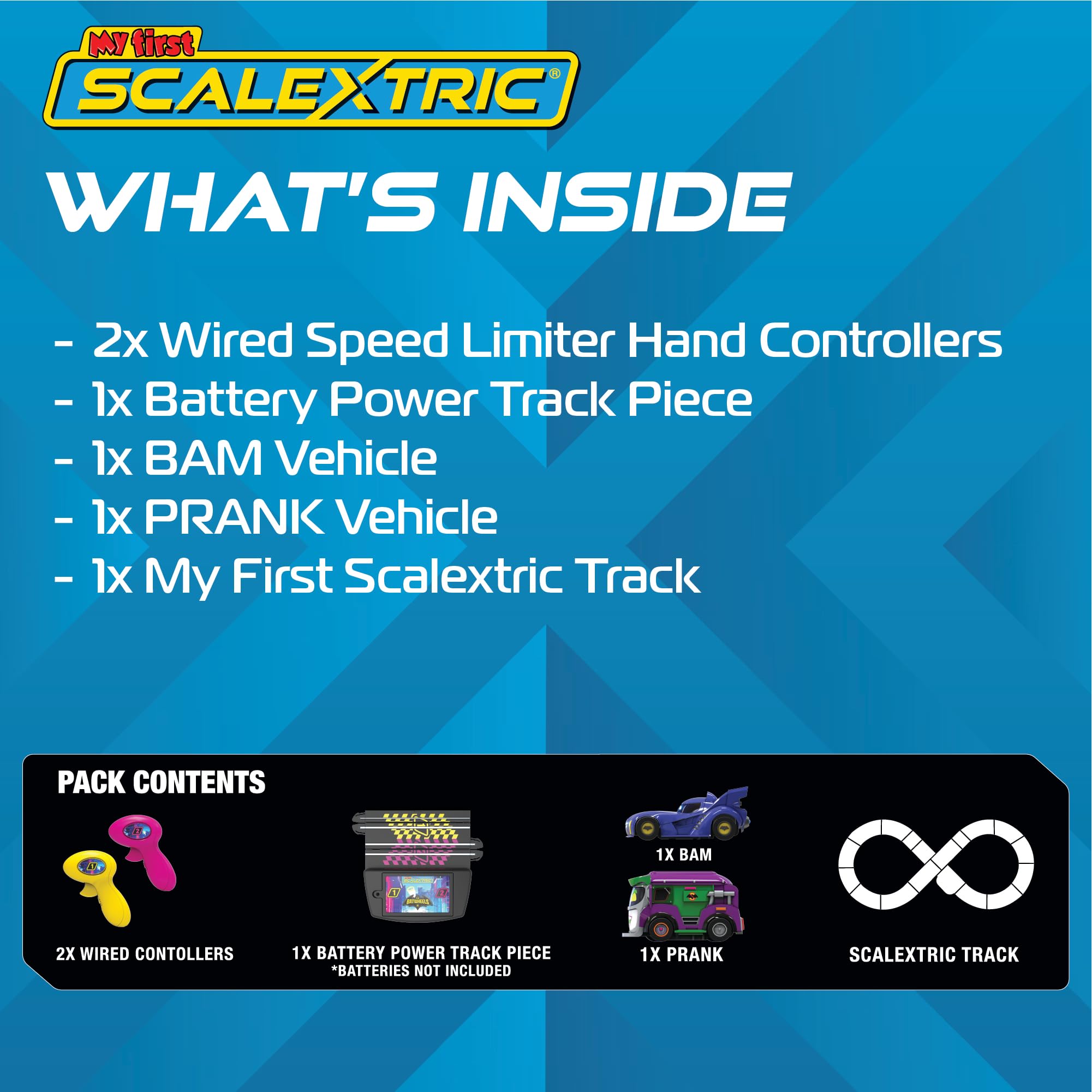 Scalextric My First Scalextric Racing Track Set G1187M Batwheels Prank vs Bam Micro Race Car Set 5