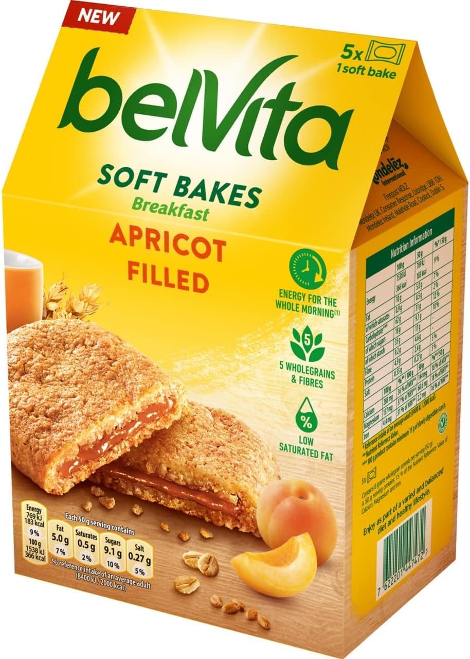 Belvita Soft Bakes Breakfast Biscuits Filled with Apricot - Chewy Soft Bars with Calcium, Magnesium & Fibre 4