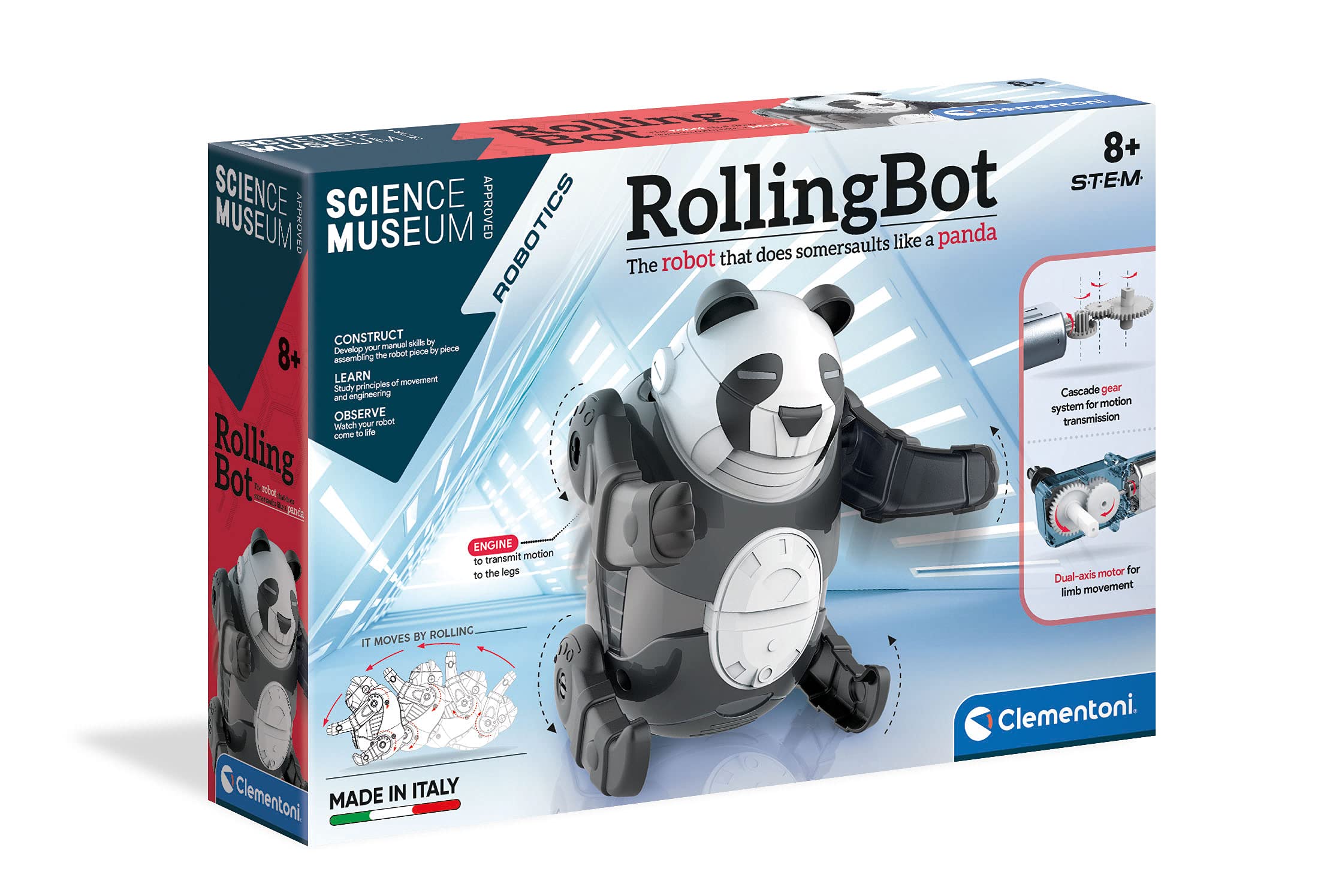 Clementoni Science Museum Rolling Bot Panda Kit - Build Your Own STEM Robot Toy (8+ Years)
