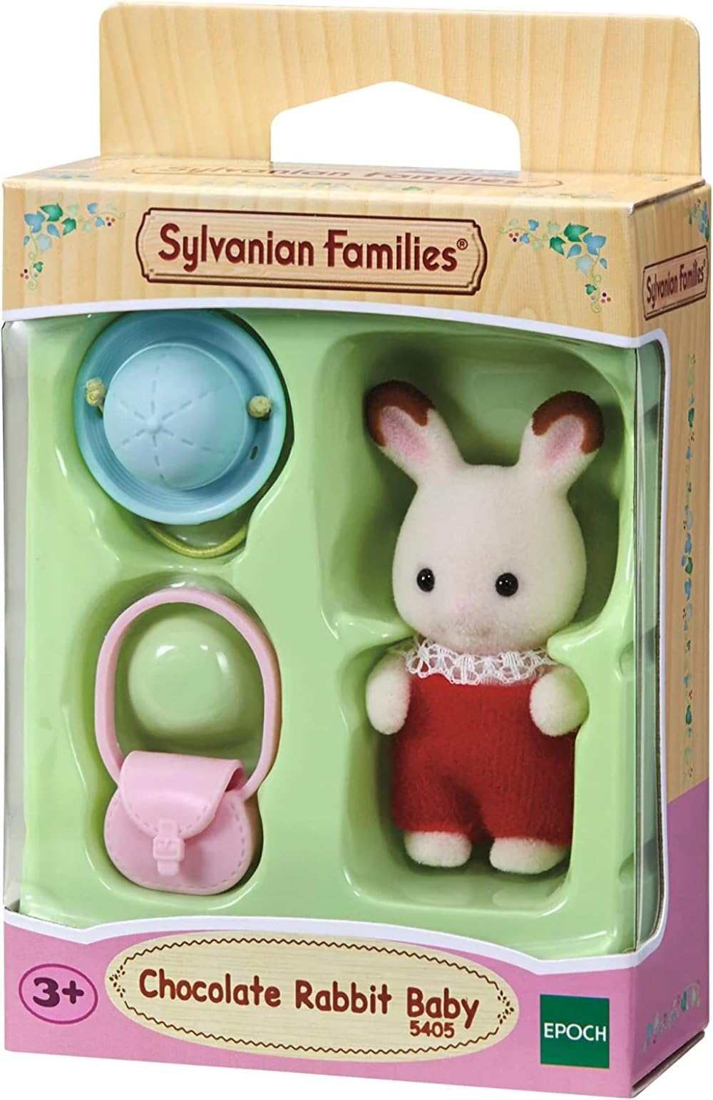 Sylvanian Families Chocolate Rabbit Baby Figurine 5405 | Posable Doll with Removable Accessories