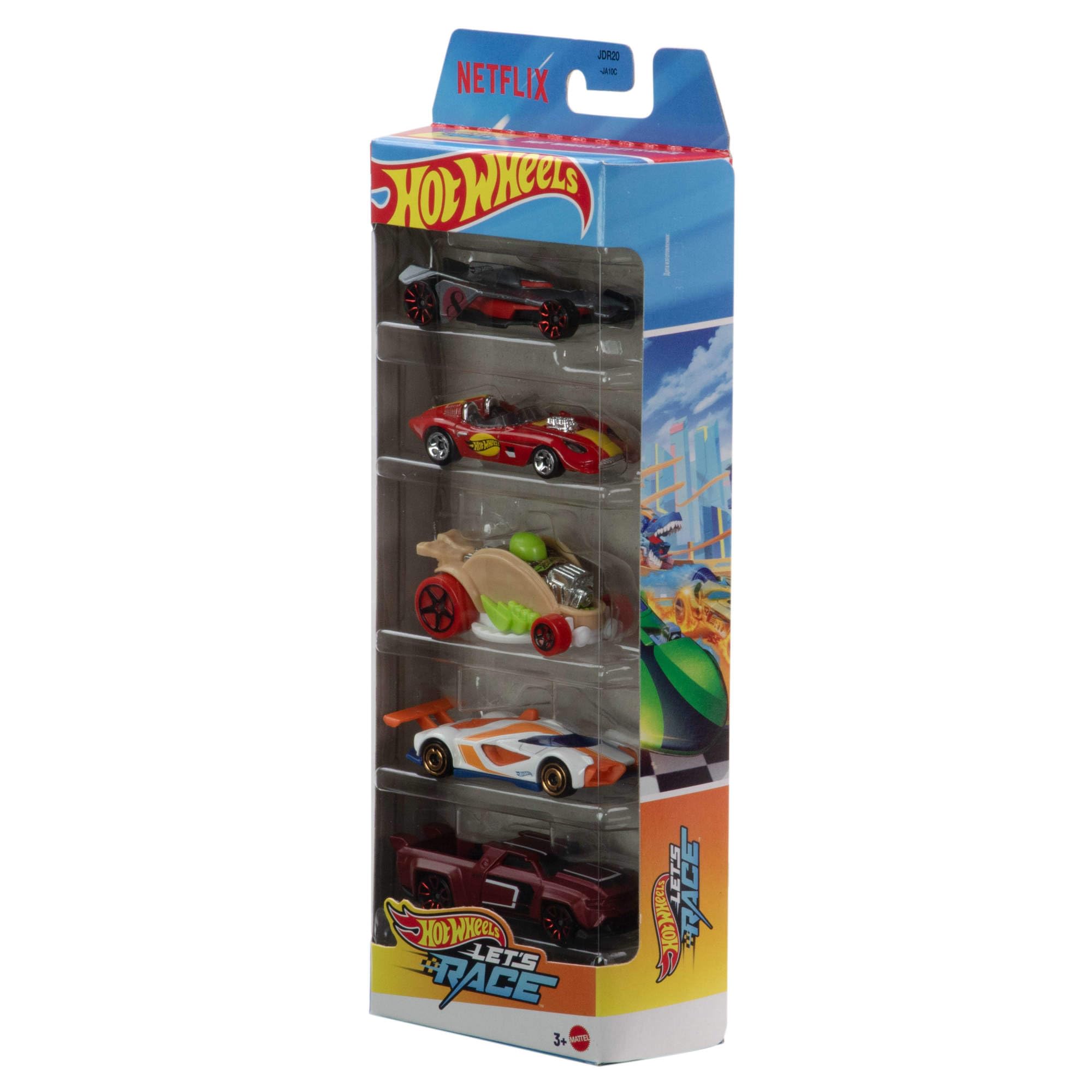 Hot Wheels 5er-Pack Druckgussautos – Fahrzeuge im Maßstab 1:64 aus der Netflix-Serie Let‘s Race, JDR20 6