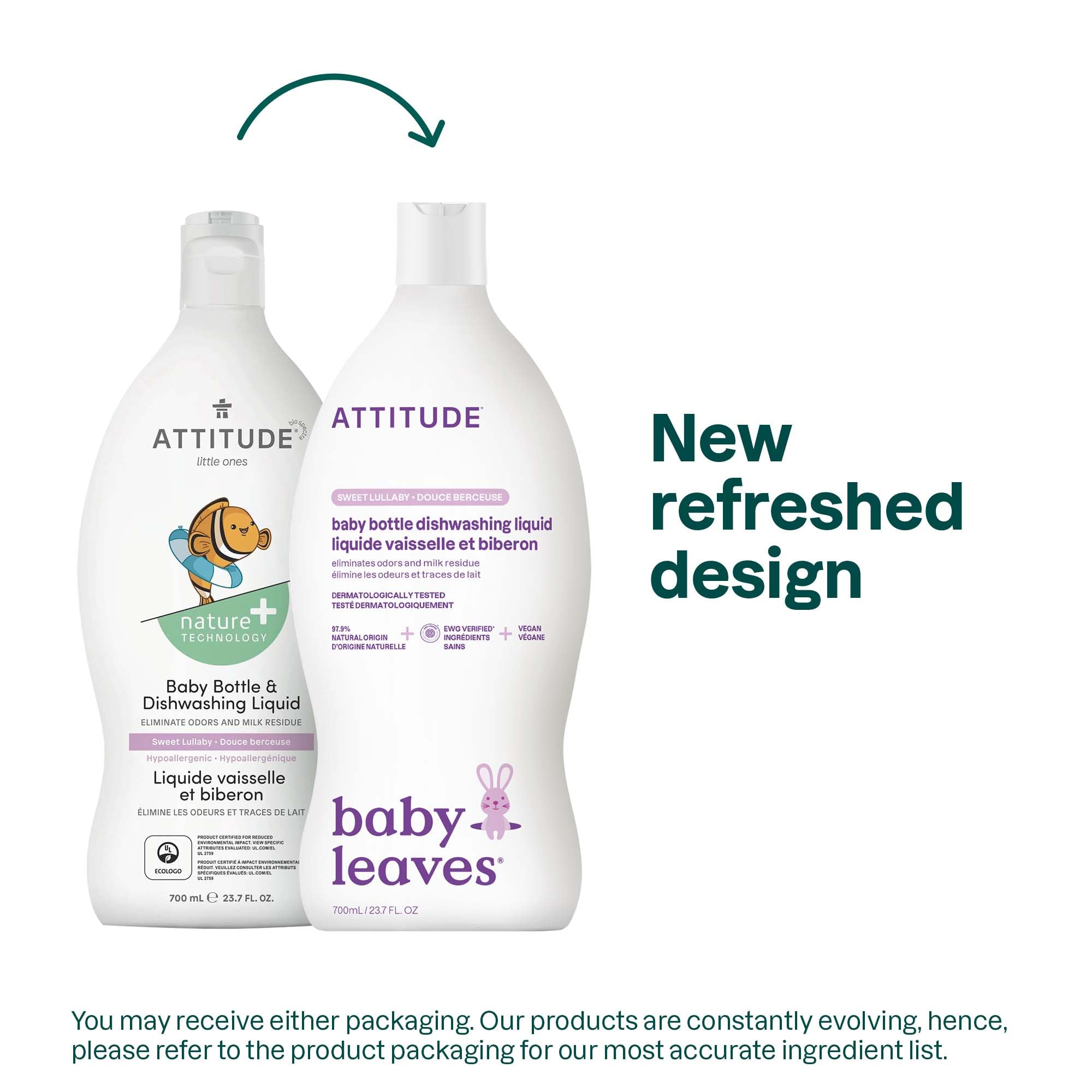 ATTITUDE Baby Washing-Up Liquid and Bottle Cleaner - EWG Verified, Sweet Lullaby Scent, 700 ml