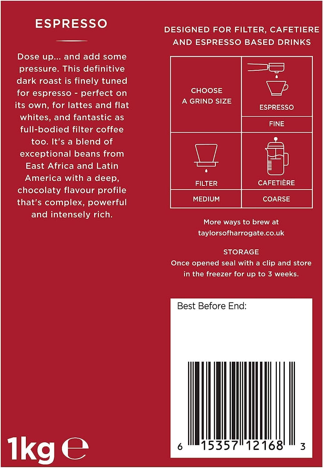 Taylors of Harrogate Espresso Beans, 1kg - Whole Roasted Arabica Coffee 4