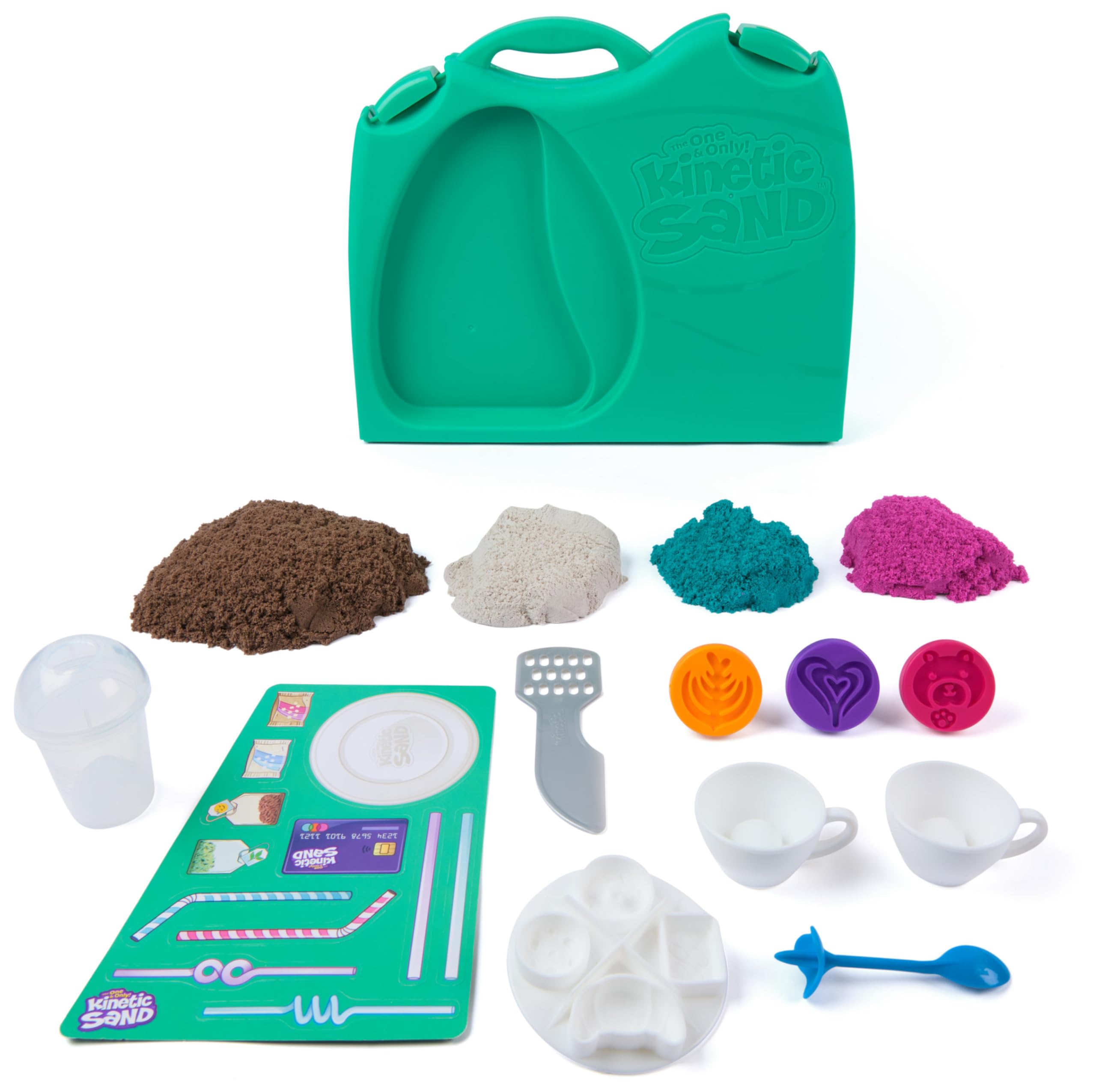 Kinetic Sand Café Case with 793g Play Sand in 4 Colours, 9 Tools and Moulds | Ages 5+
