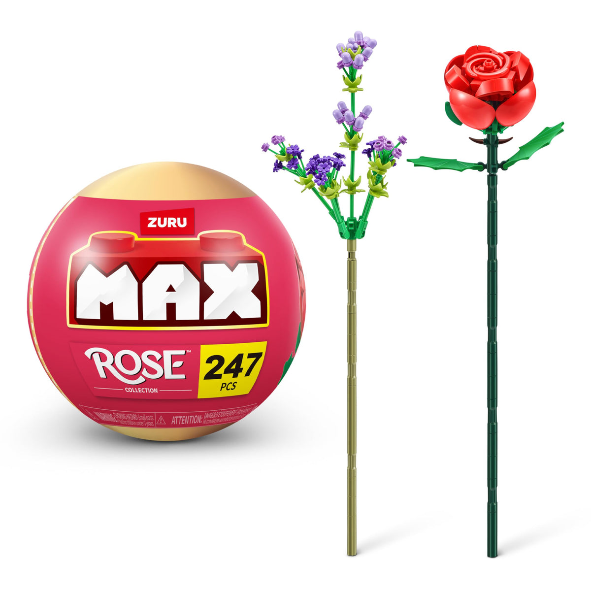 Max Build More Rose Building Bricks Collectible Capsule - 247 Pieces, Rose Collection