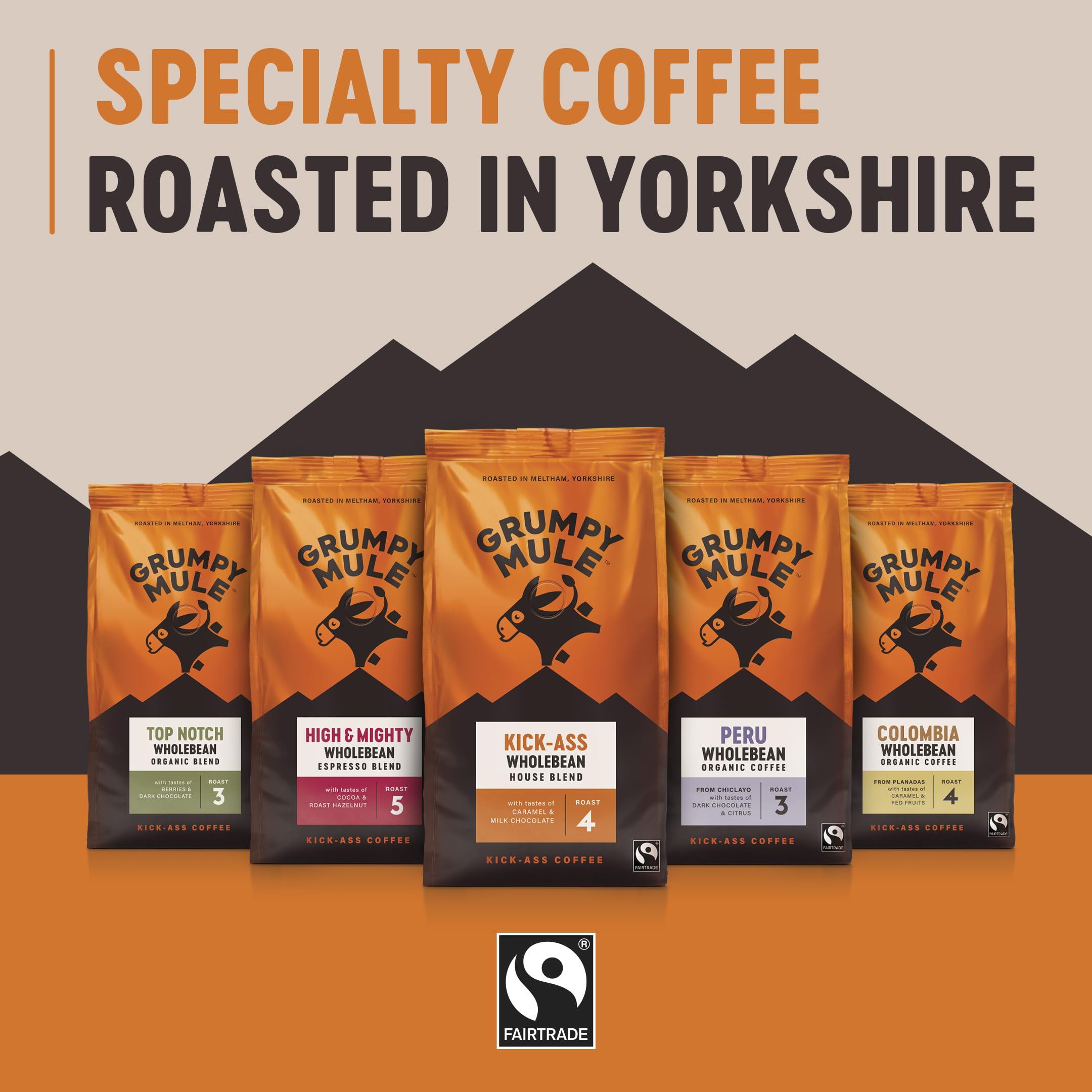 Grumpy Mule High and Mighty Espresso Blend Whole Coffee Beans - Fairtrade Arabica Coffee with Cocoa and Hazelnut Notes 3
