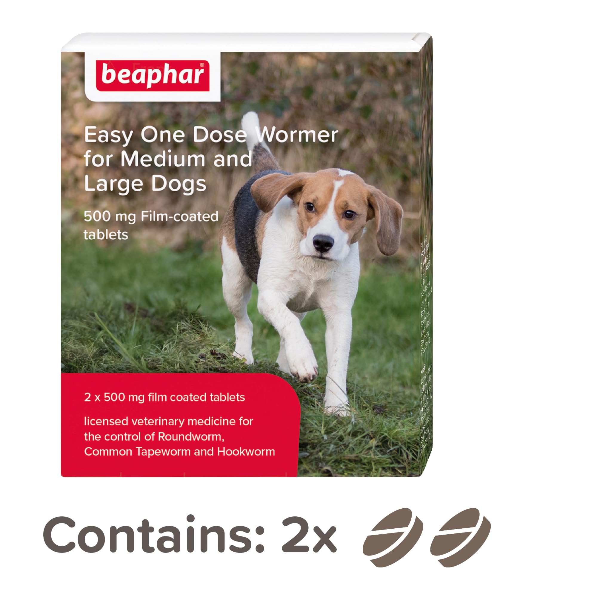 Beaphar Easy One Dose Worming Tablets for Medium & Large Dogs | Kills All Common Intestinal Worms | Nitroscanate