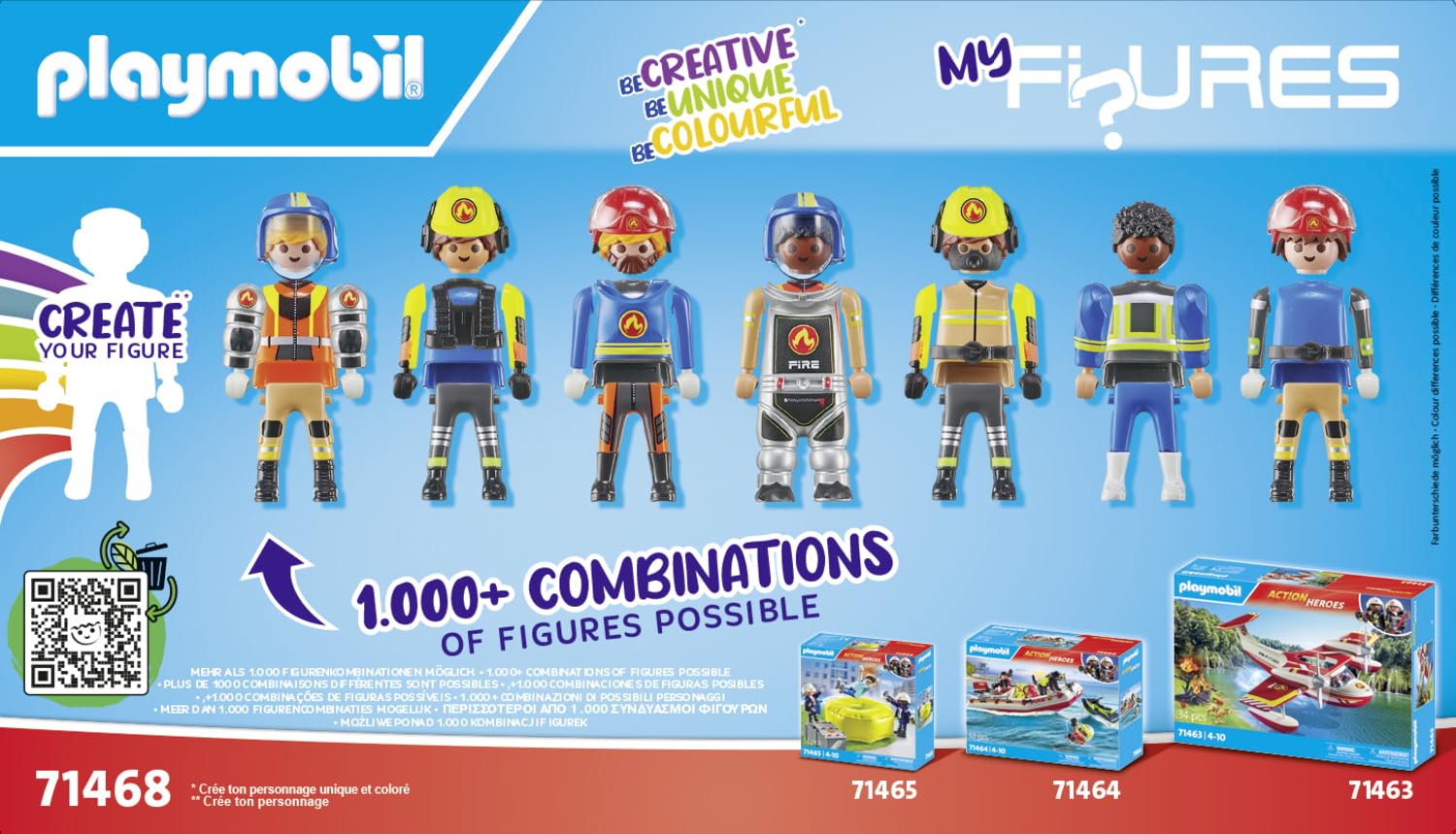 Playmobil 71468 My Figures: Fire Rescue Playset - Personalized Action Figures with Detachable Accessories for Kids 5+ 6