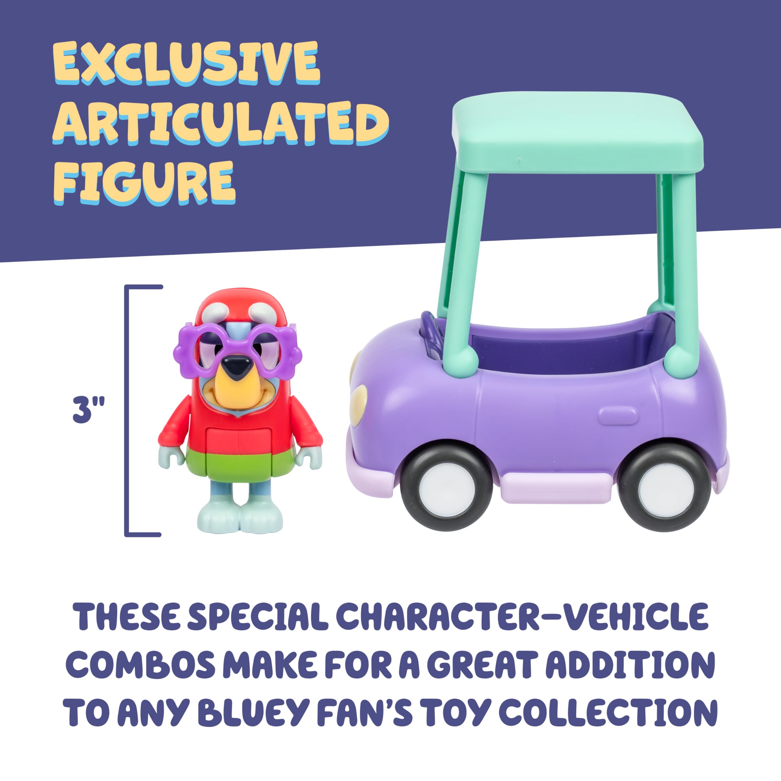 Bluey Grannies Car Playset - Includes Janet Figure, Fits 6-7.6 cm Bluey Figures, Ages 5 and Up 5