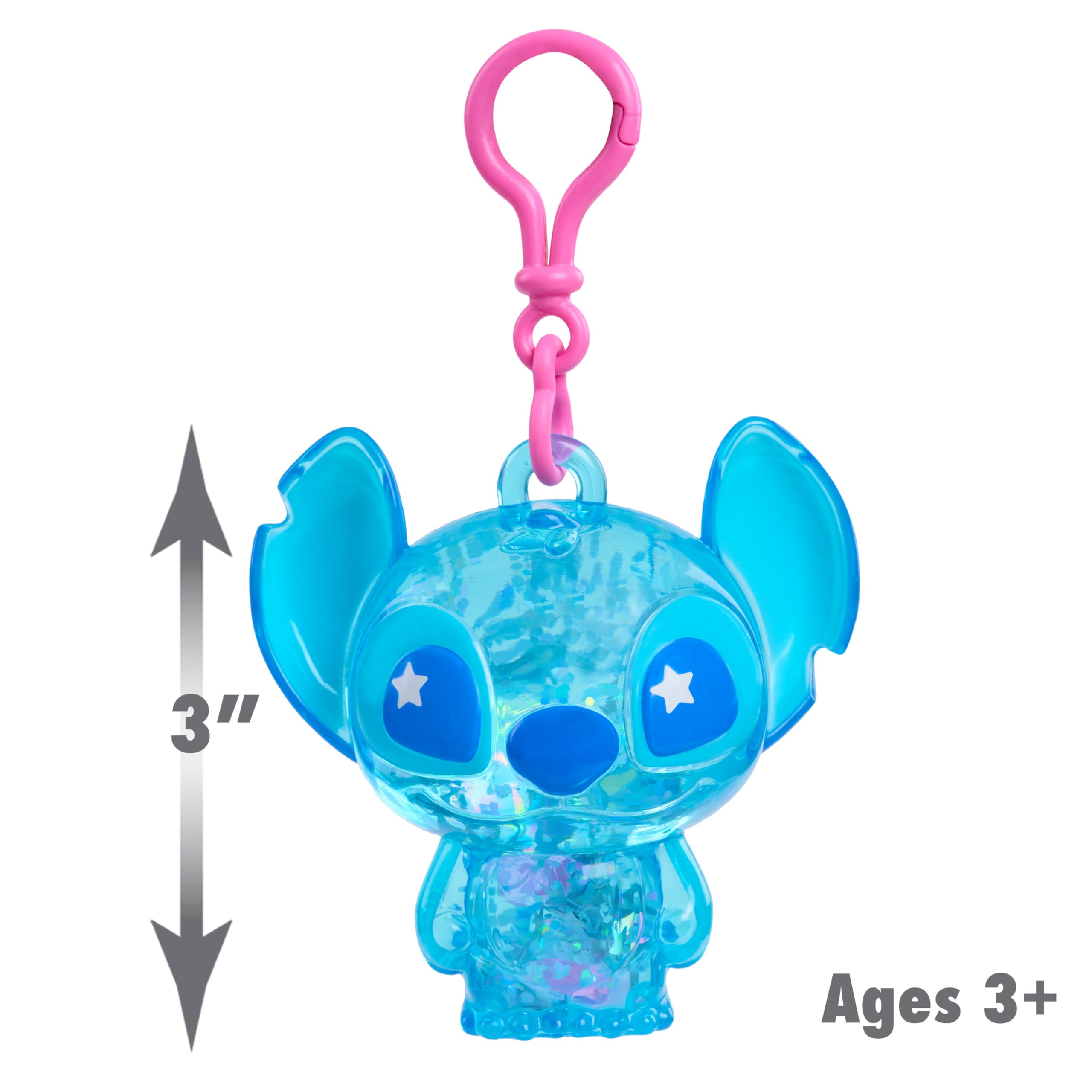 Just Play Disney Stitch Swirl-a-Stitch Figur zum Anklipsen, 7,6 cm großes, mit Flüssigkeit gefülltes Glitzerspielzeug mit bunten Perlen 4