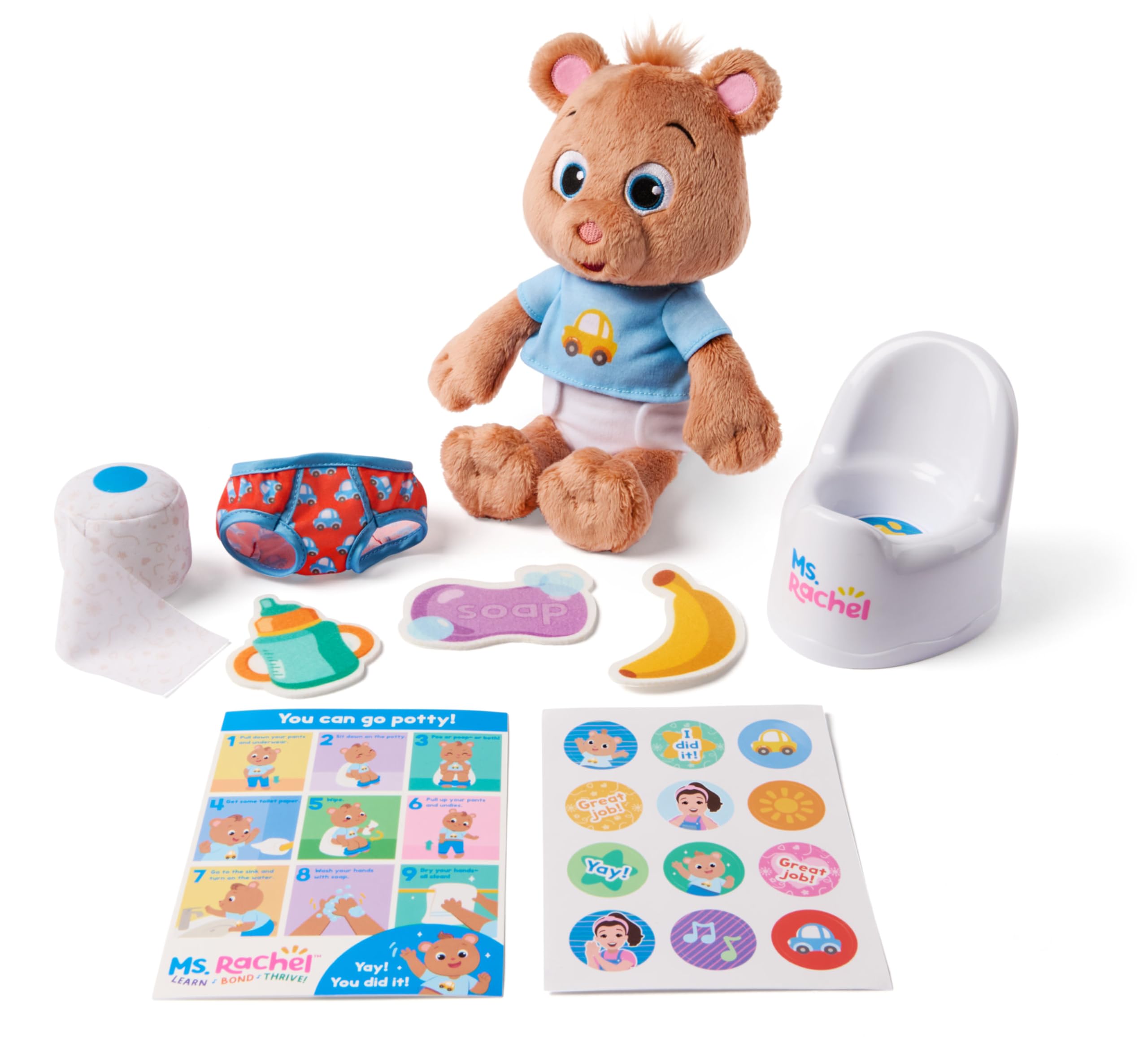 Ms. Rachel Potty Time with Bean - Educational Plush Bear Playset for Toddlers 18+ Months 3