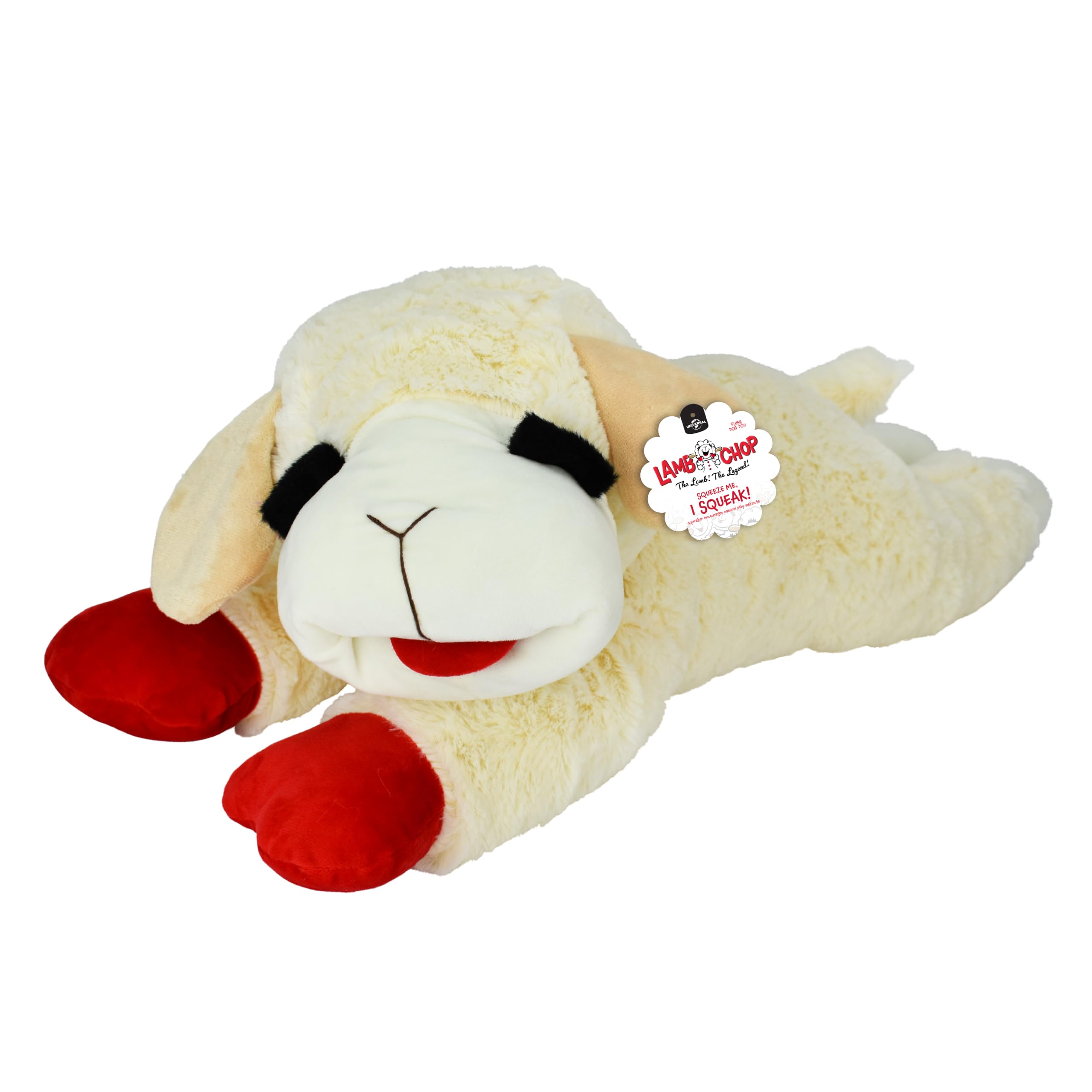 Multipet Lamb Chop Jumbo White Plush Dog Toy - 24-Inch XXL for Large Dogs | Single Squeaker