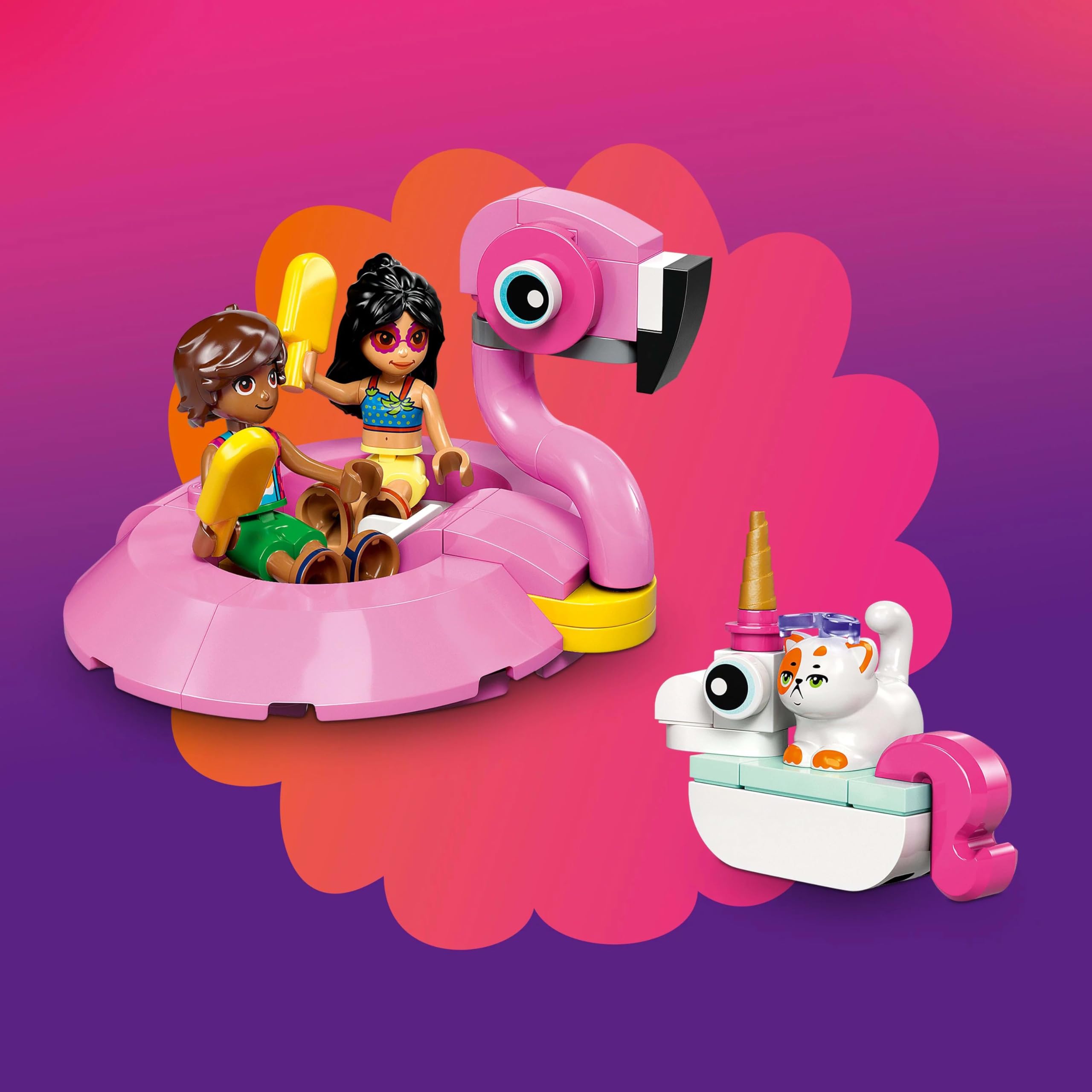 LEGO Friends Unicorn & Flamingo Pool Party Toy - 2 Mini Dolls, Buildable Floaties, 99-Piece Set for Kids 5+