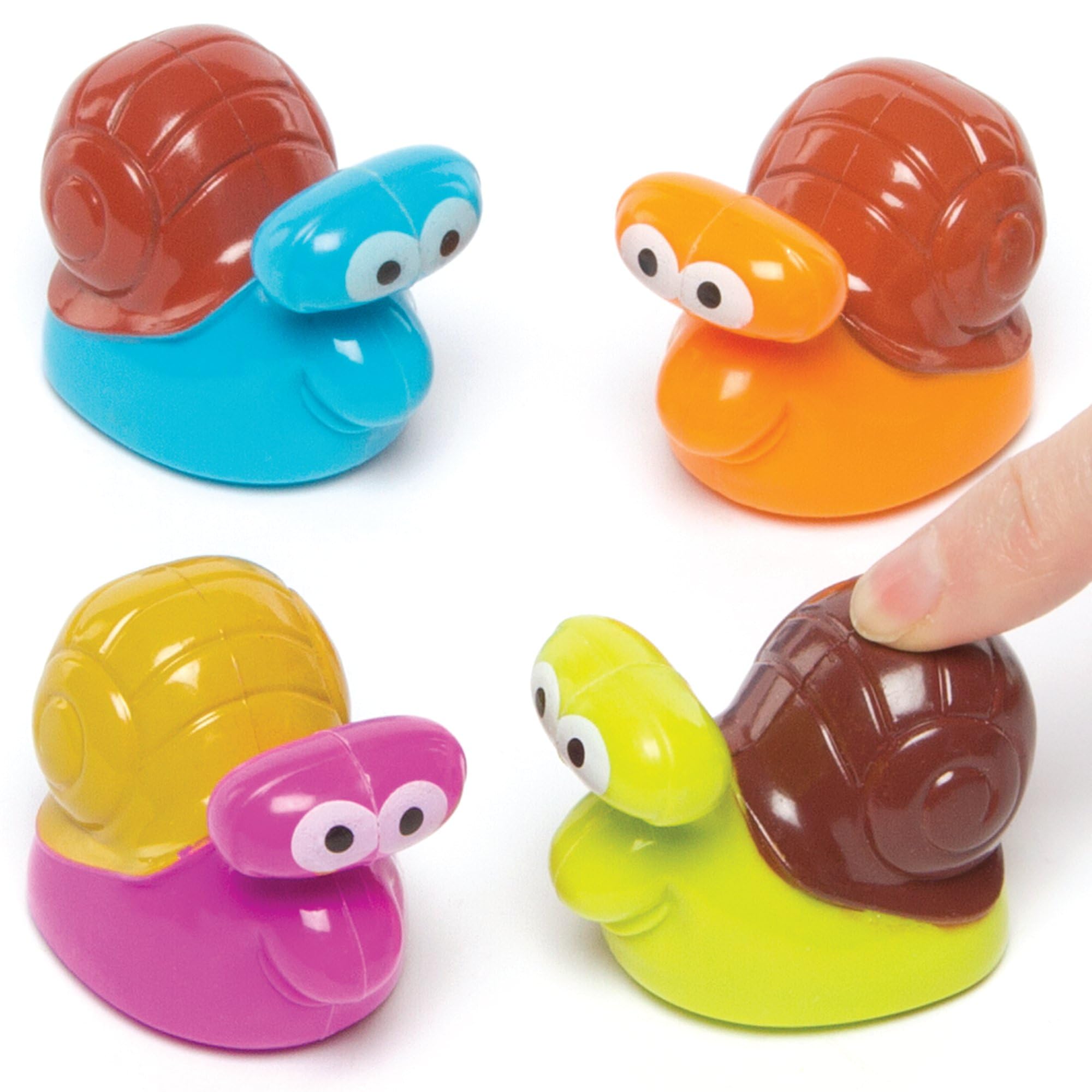 Baker Ross AG663 Kids Snail Pull Back Racers - Pack of 4 | Assorted Colors | Ages 3+