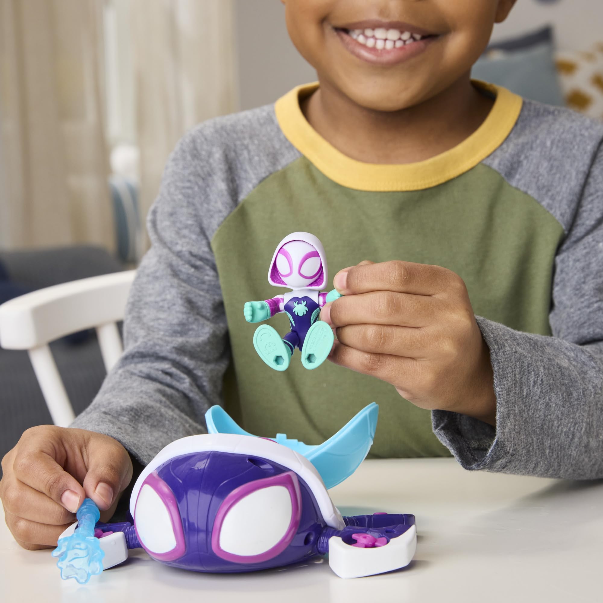 Spidey und seine erstaunlichen Freunde Marvel Water-Webs Ghost Turtle U-Boot-Spielzeug – Farbwechselnde Augen und Actionfigur-Spielset 7