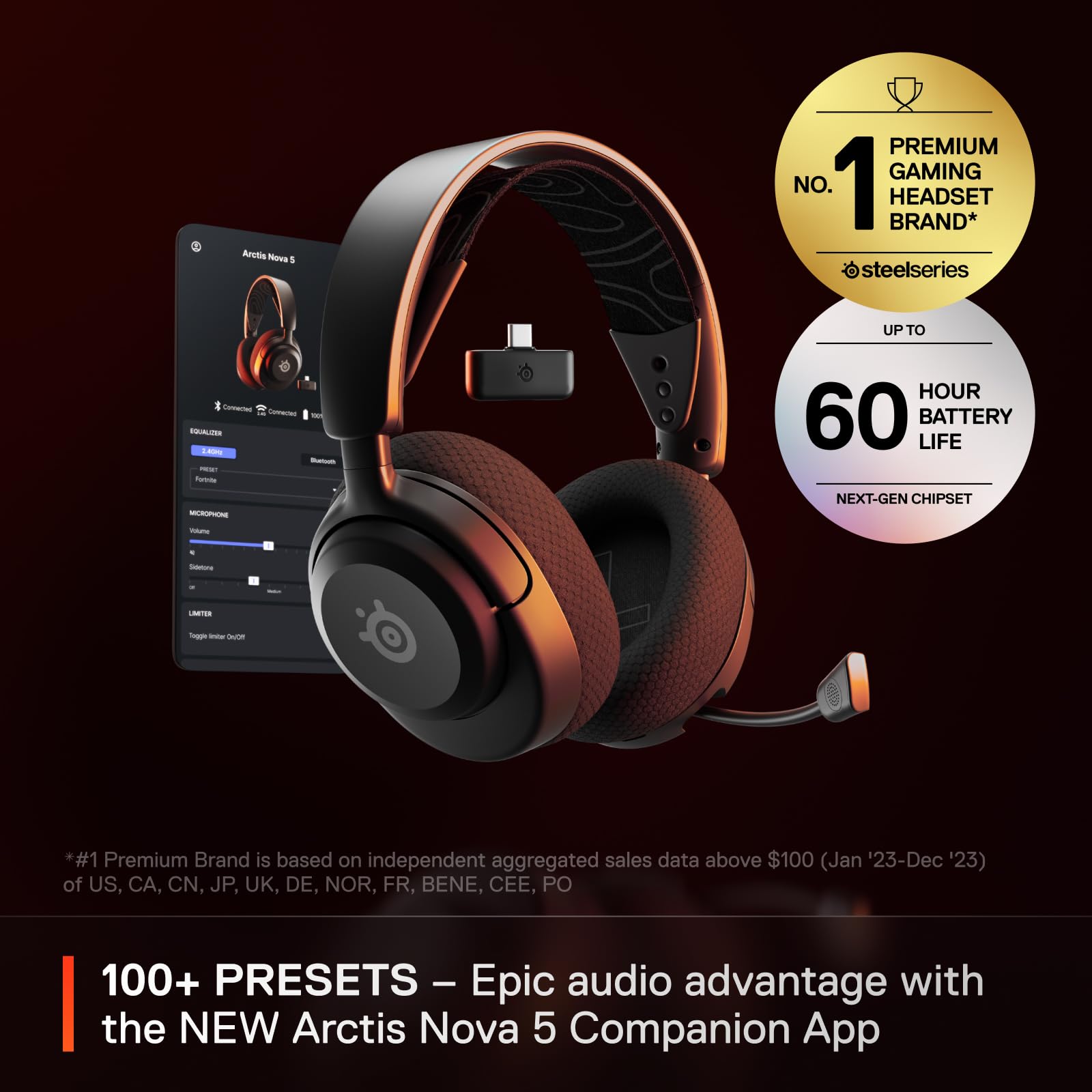 SteelSeries Arctis Nova 5 Wireless – Gaming-Headset für PC, PS5, PS4, Switch, Xbox – 60-Stunden-Akku, 2,4 GHz und Bluetooth, ClearCast-Mikrofon 7