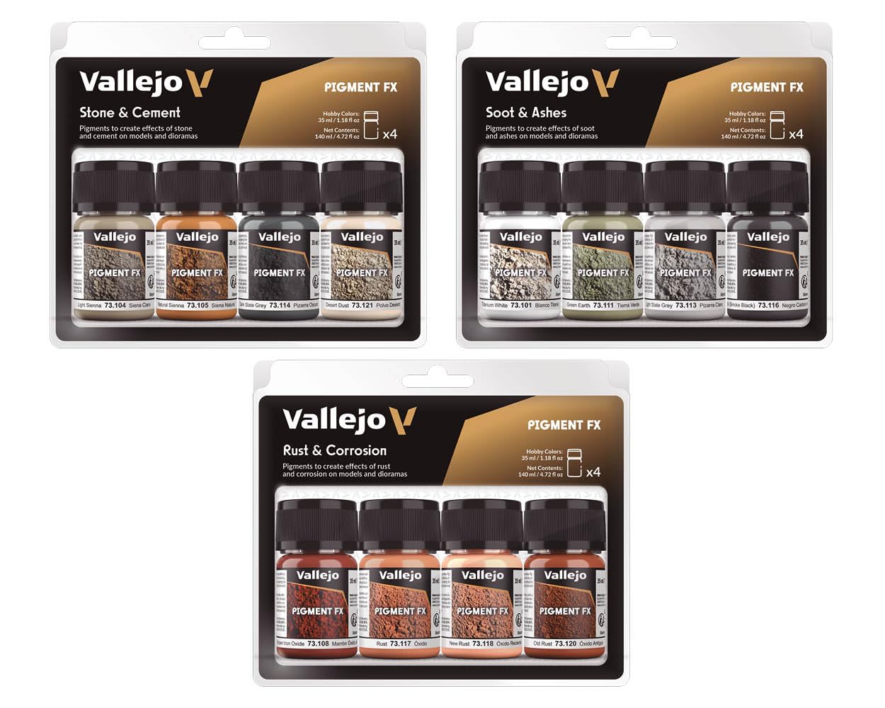 Vallejo Pigment Set - Rust & Corrosion Effects | 4 Jars (35 ml Each) | Includes Guide 7