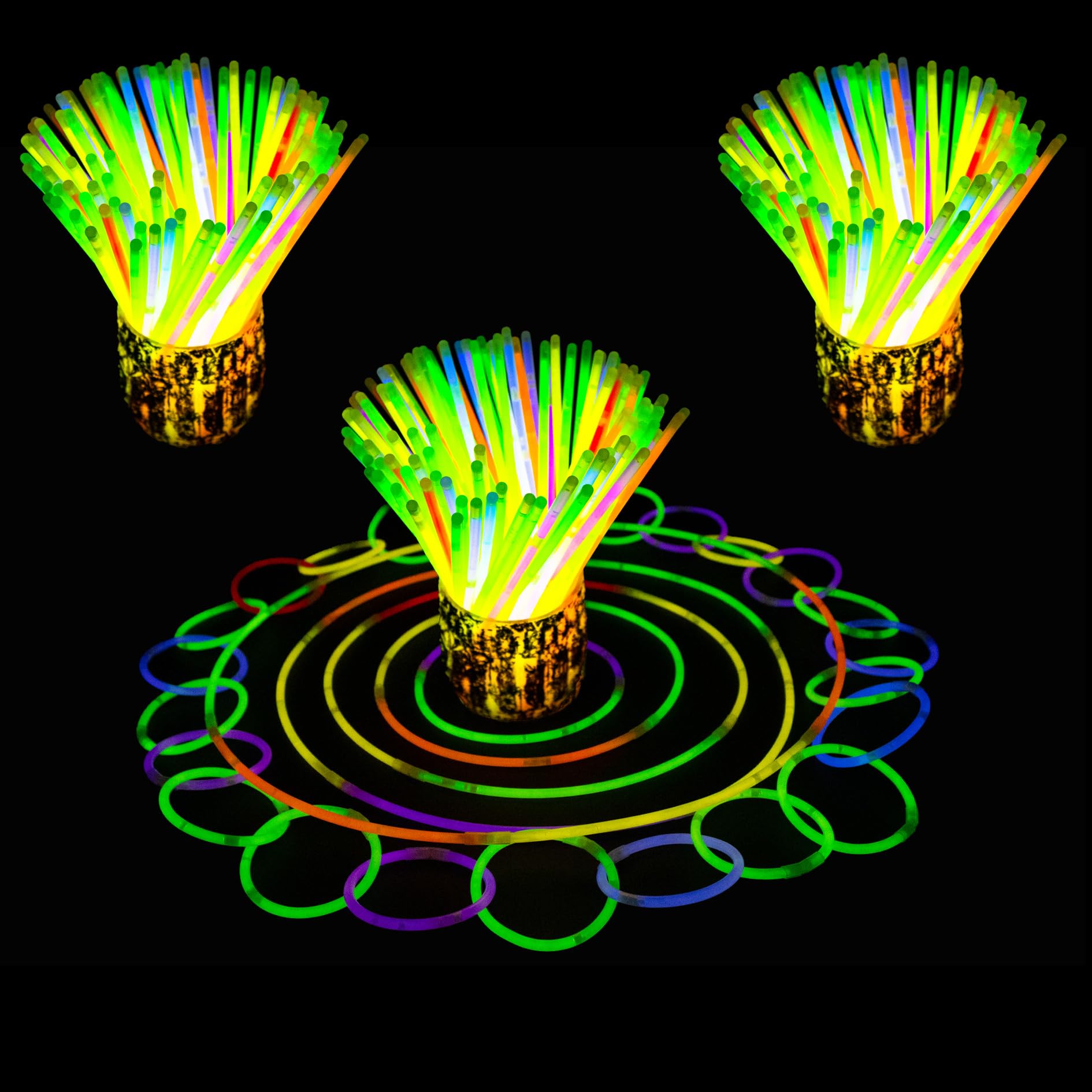 SHATCHI 8" Glow Sticks with Connectors – Neon Party Kit for Bracelets, Rings, DIY Light-Up Accessories 16