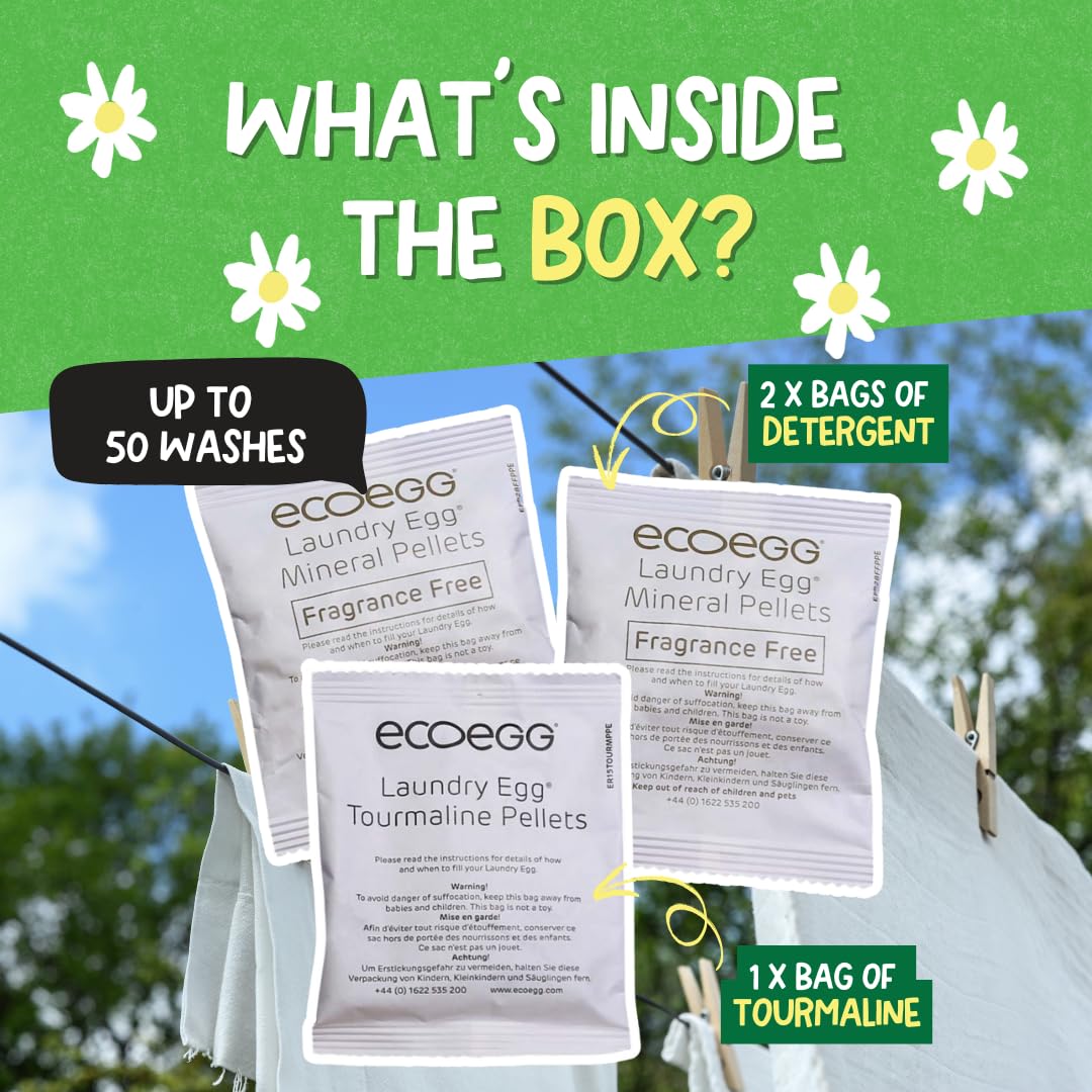 Ecoegg - Laundry Egg Refill Pellets | 50 Washes | Fragrance Free | Non-Bio & No Harsh Chemicals 6