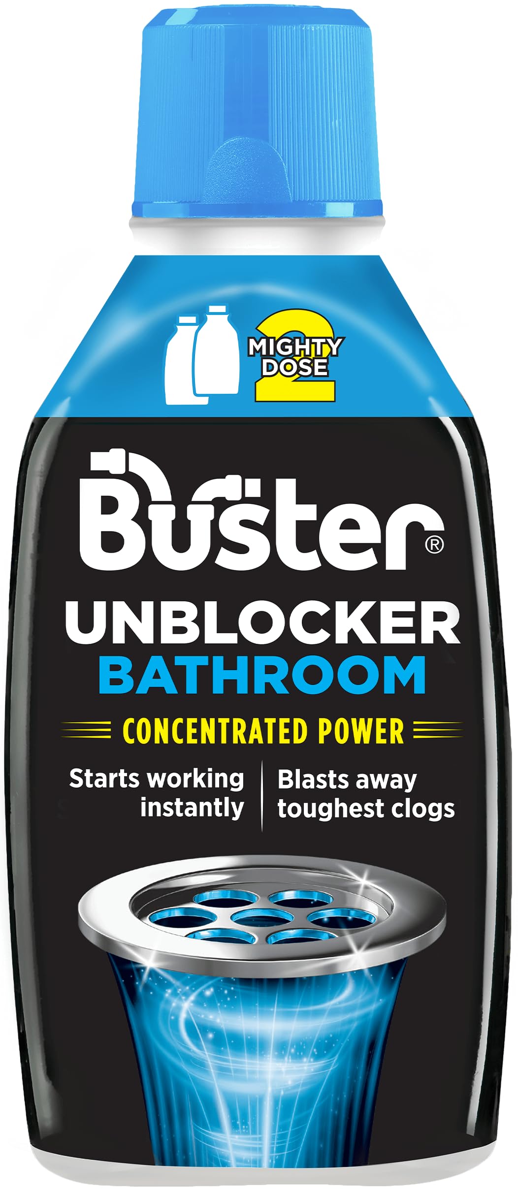 Buster Bathroom Drain Unblocker 600ml – Fast-Acting Plughole Unblocker for Sinks, Showers & Baths