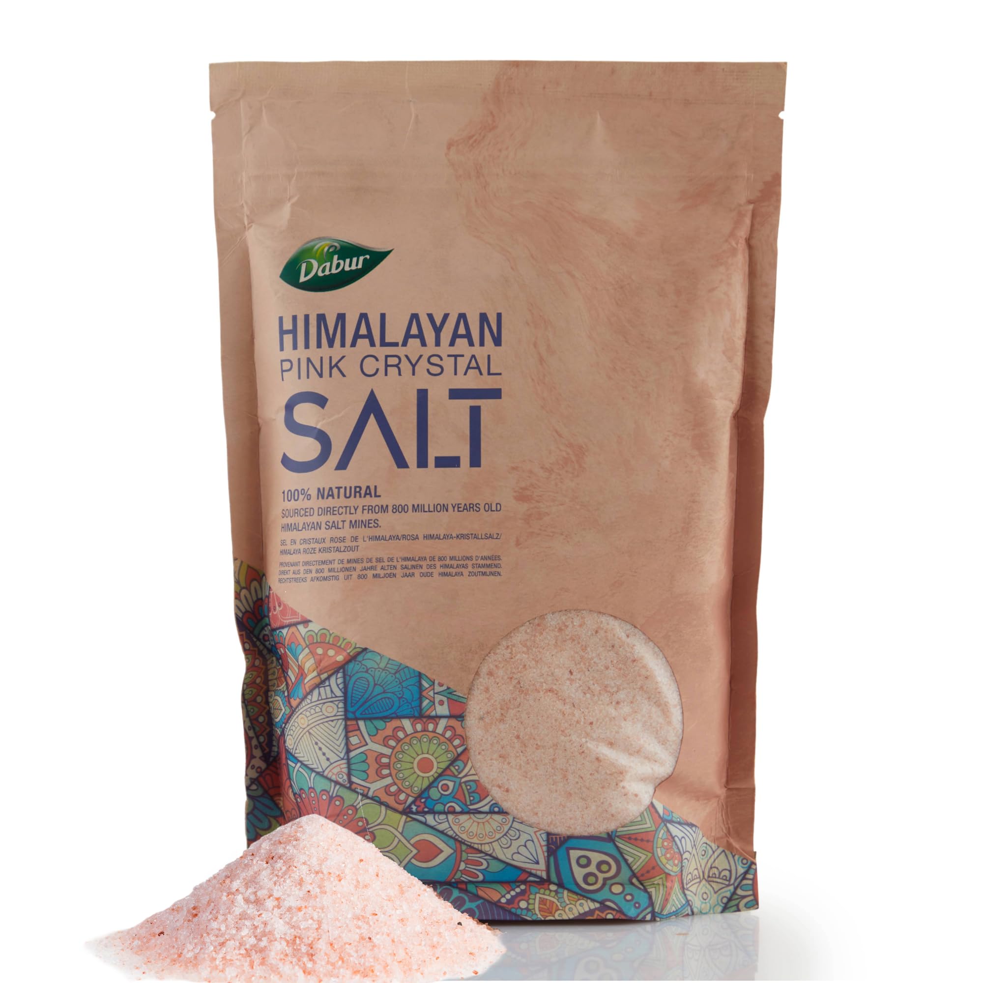 Dabur Himalayan Pink Salt - 1kg Fine Grain | 100% Natural Unrefined | Halal & Kosher Certified