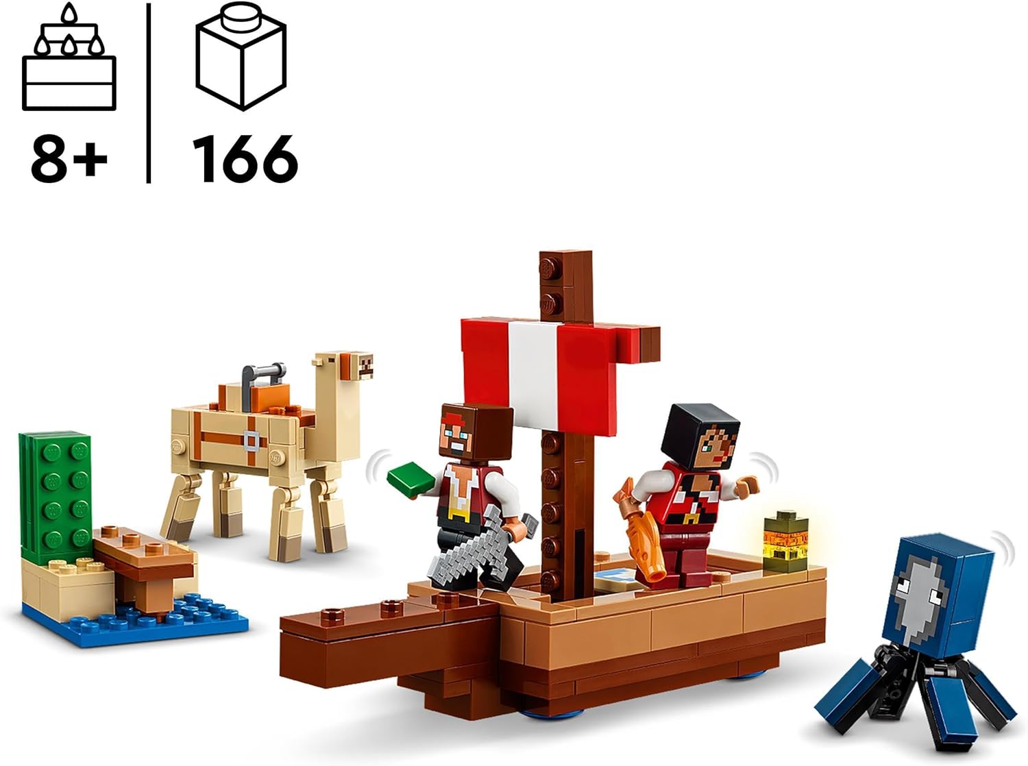 LEGO Minecraft The Pirate Ship Voyage - Building Set with Pirate Figures & Camel for Ages 8+