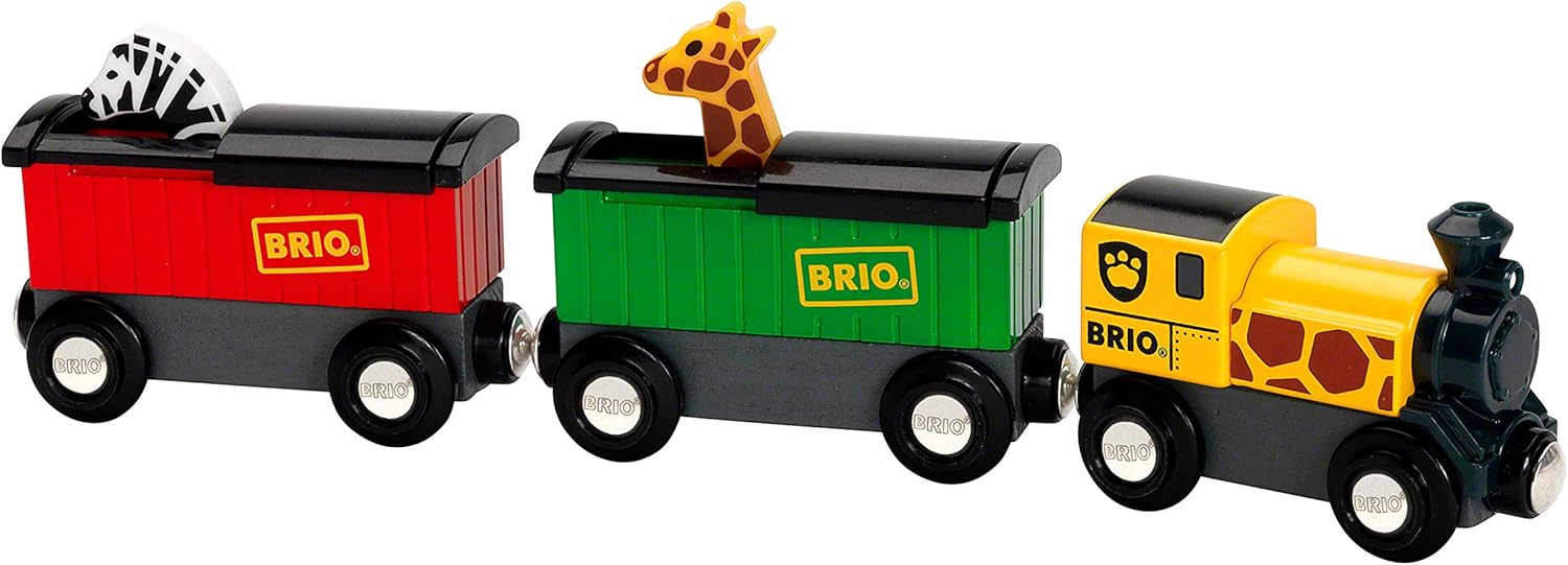BRIO World Safari Train Set - Wooden Magnetic Train Playset for Kids 3+ 6