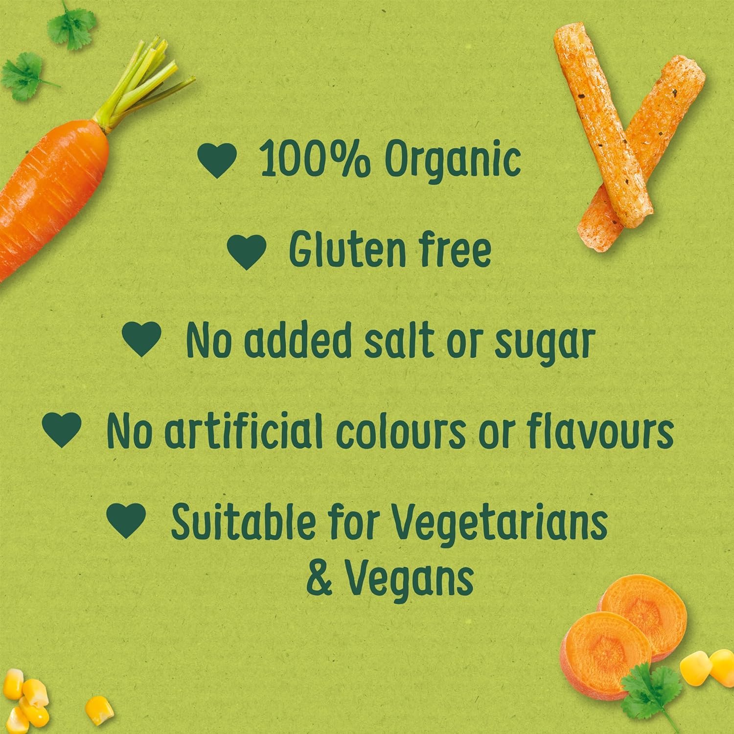 Organix Carrot & Herb Stix Organic Finger Food Snack for Toddlers 10+ Months, 3 Packs (4 x 15g Each) 5