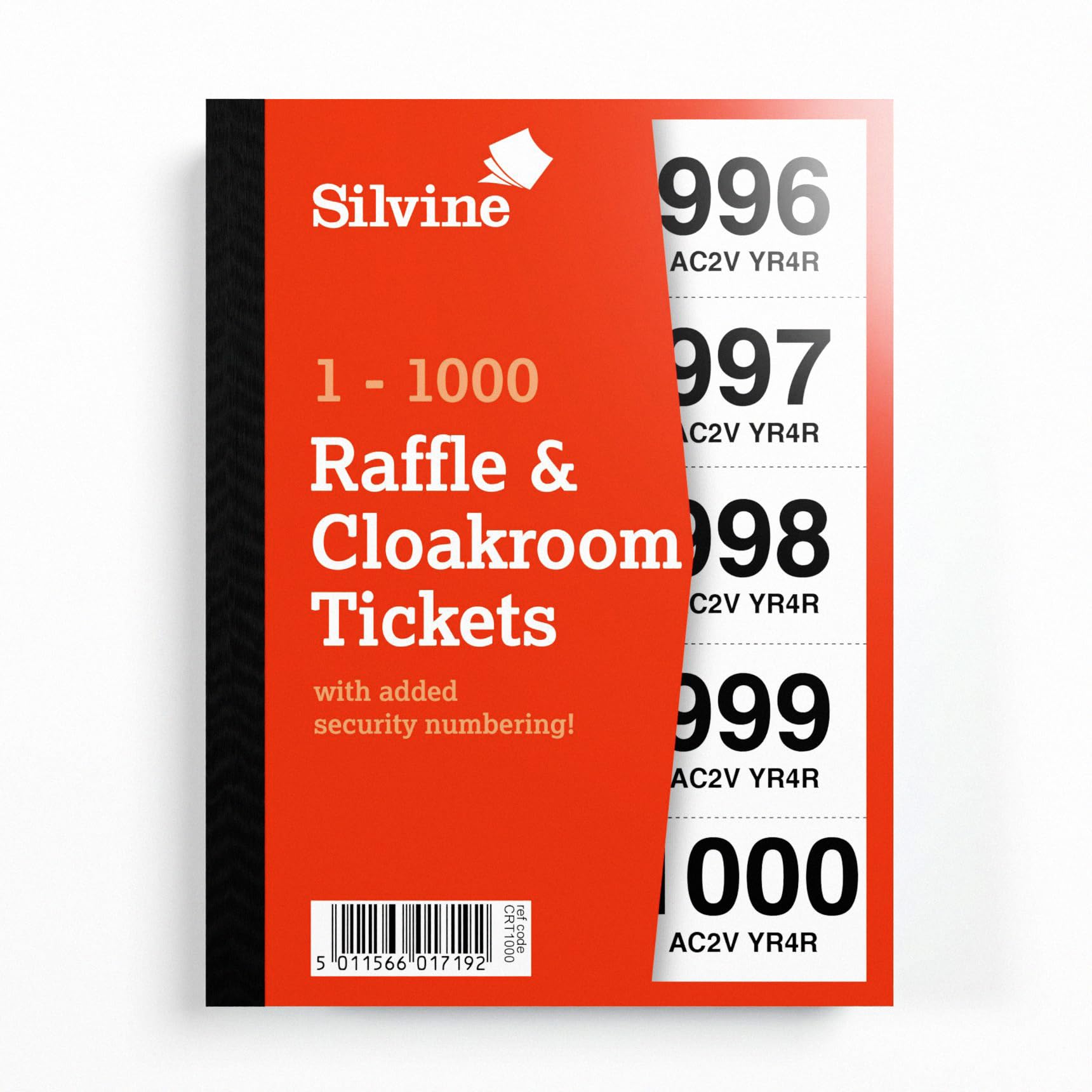 Silvine Cloakroom/Raffle Tickets - 1000 Tickets Numbered 1-1000 with Security Numbering | Model CRT1000