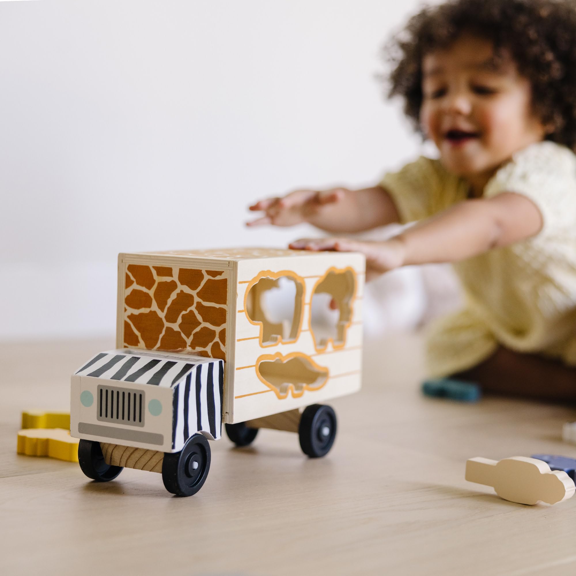 Melissa & Doug Safari Animal Rescue Truck Wooden Shape Sorter Toy | Ages 2+