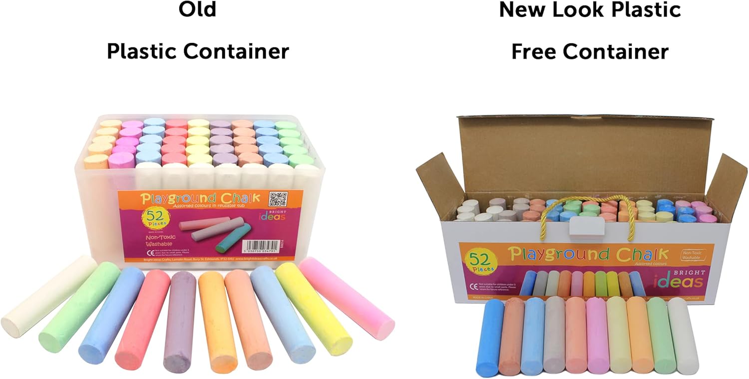 Bright Ideas PK52 Giant Playground Chalk - Assorted Colours for Outdoor Fun 5