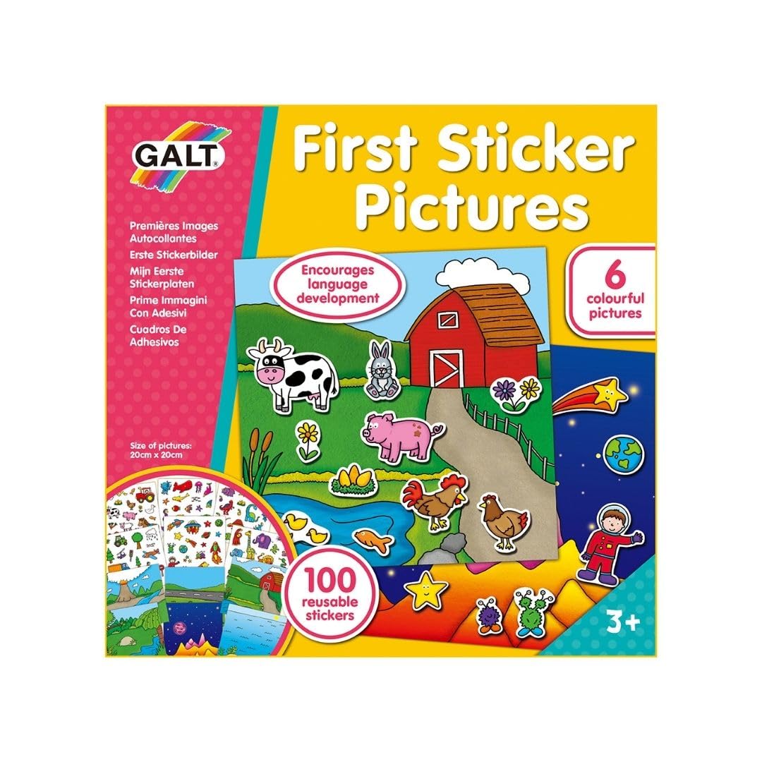 Galt First Sticker Pictures - Reusable Sticker Activity Kit with 6 Backgrounds & 100 Vinyl Stickers 14
