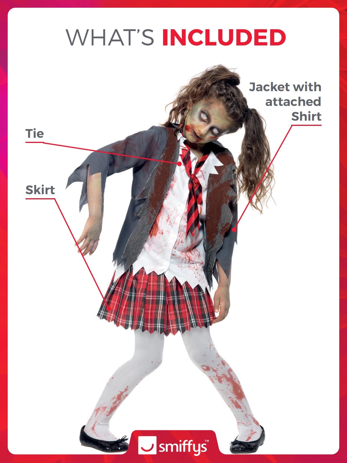 Smiffys Zombie School Girl Costume - Ages 10-12 6