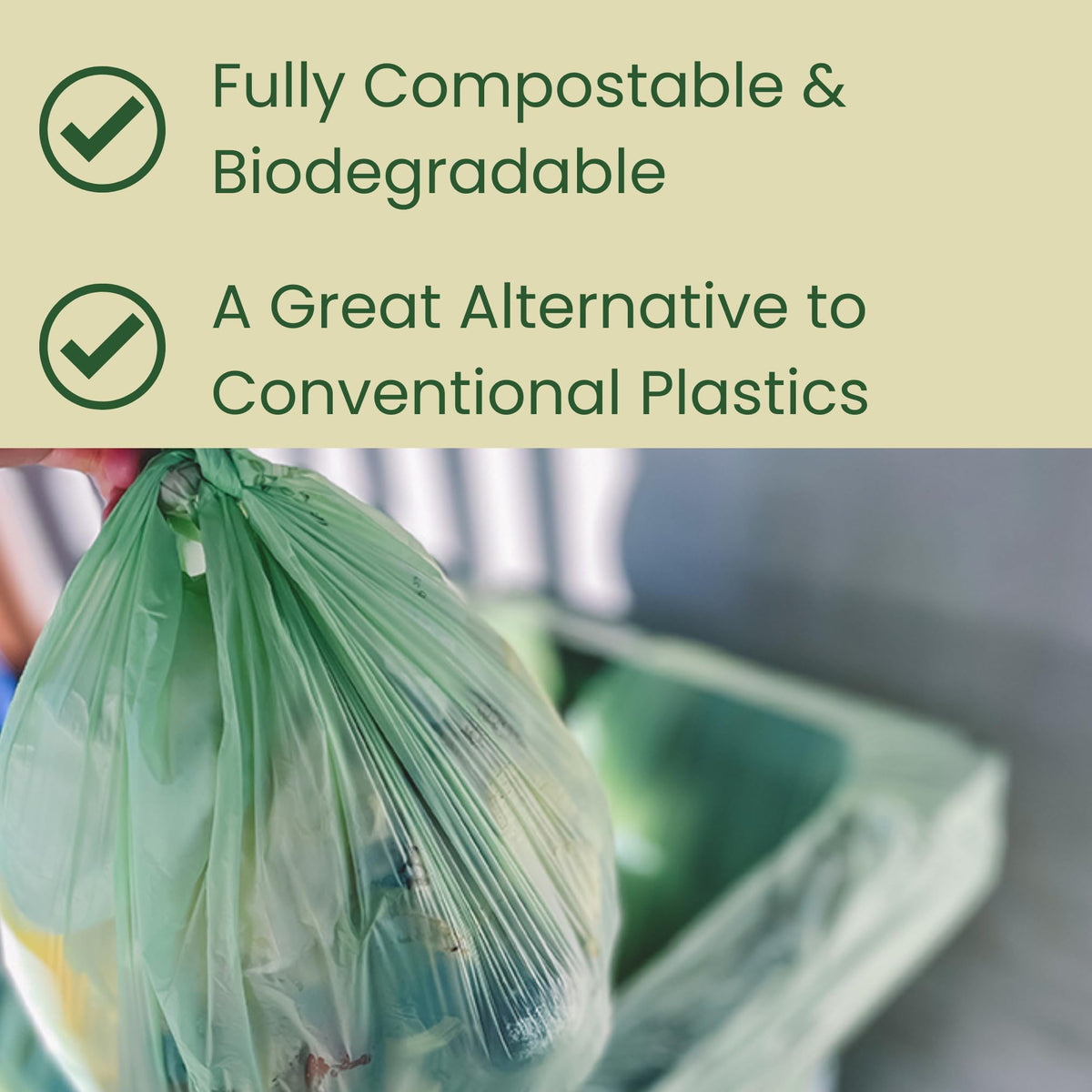BioBag 8L Compostable Caddy Liners - 25 Bags | Plant-Based Bioplastic | Certified Compostable 6
