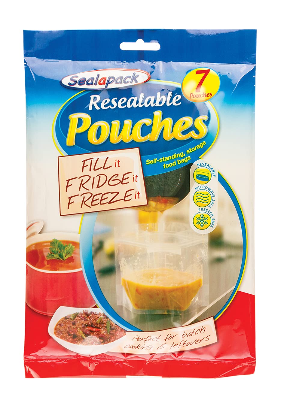 Sealapack Re-sealable Food Pouches - Medium Size, Microwave Safe, Reusable | Pack of 7