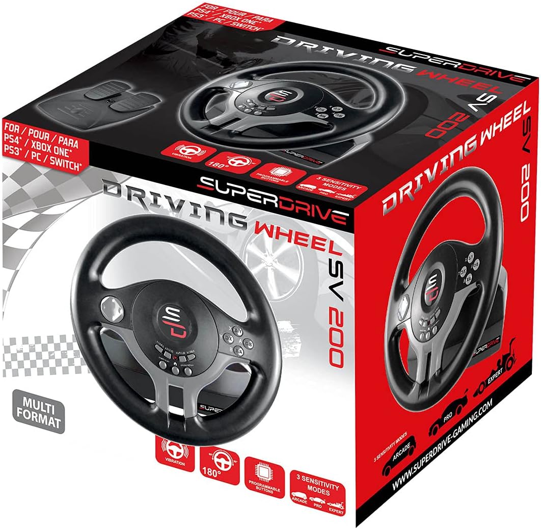 SV200 Racing Steering Wheel with Pedals and Shift Paddles for Nintendo Switch, PS4, Xbox One, PC 5