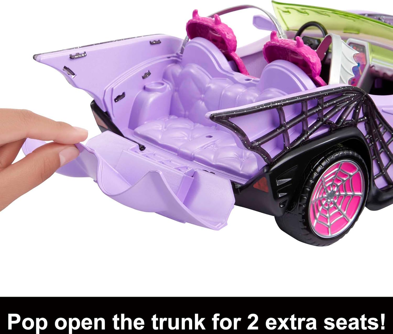 Monster High Ghoul Mobile - Purple Toy Car with Pet & Coffin Cooler Accessories 6