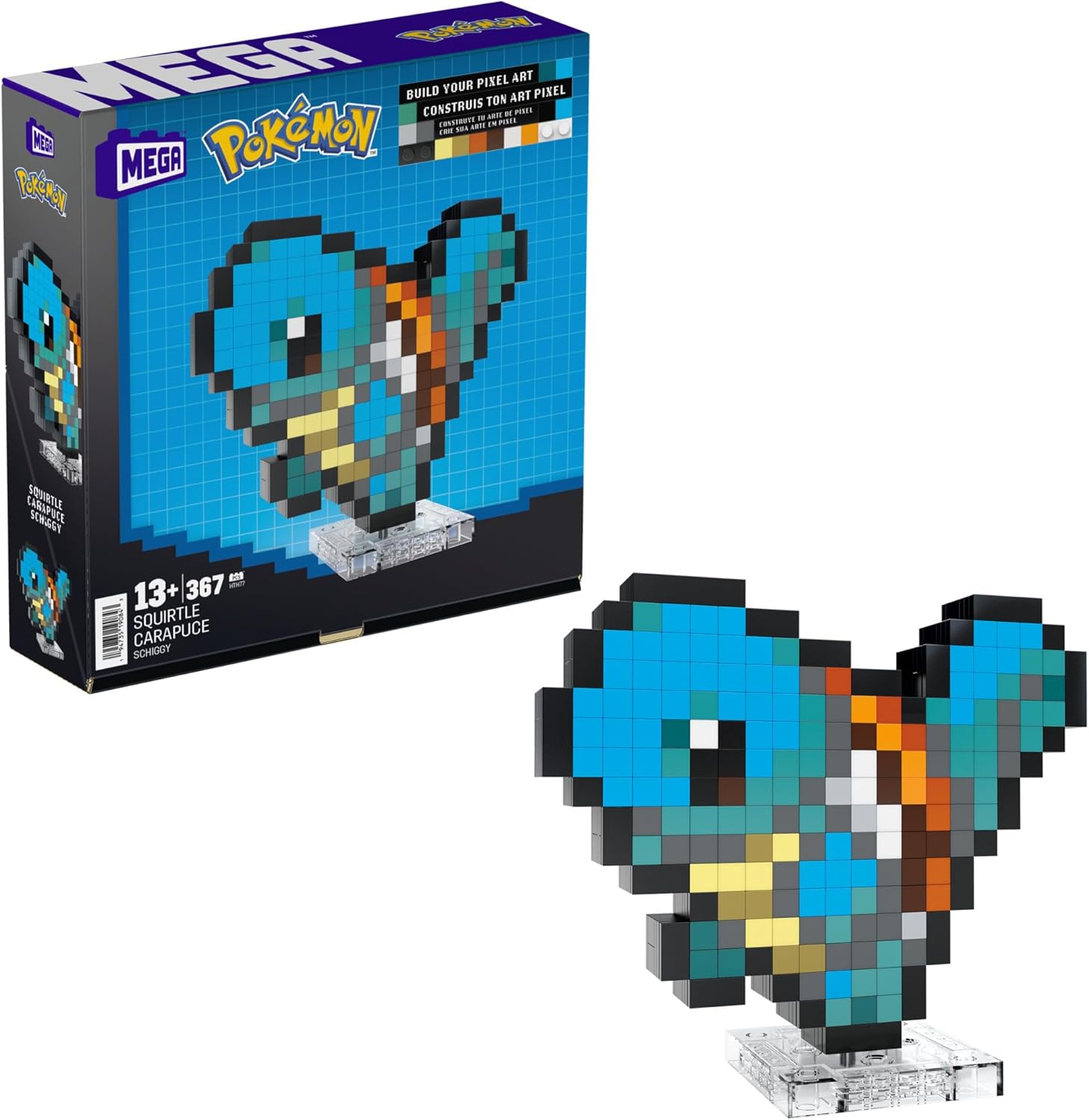 MEGA Pokémon Squirtle Building Set - 367-Piece Pixel Art Figure for Adult Collectors