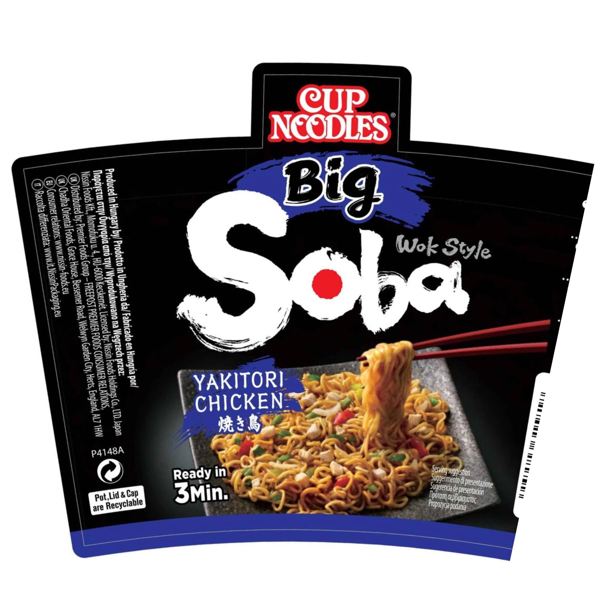 NISSIN Soba Big Yakitori Chicken Instant Wok Style Noodles Pot, 113 g (Pack of 6) 5
